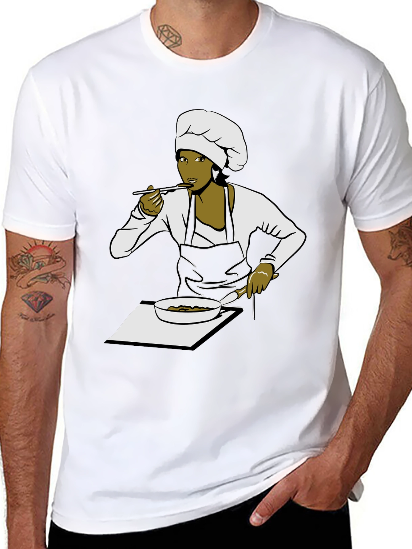 Black Chef Graphic T-Shirt - Unisex Cook Design Tee view 8