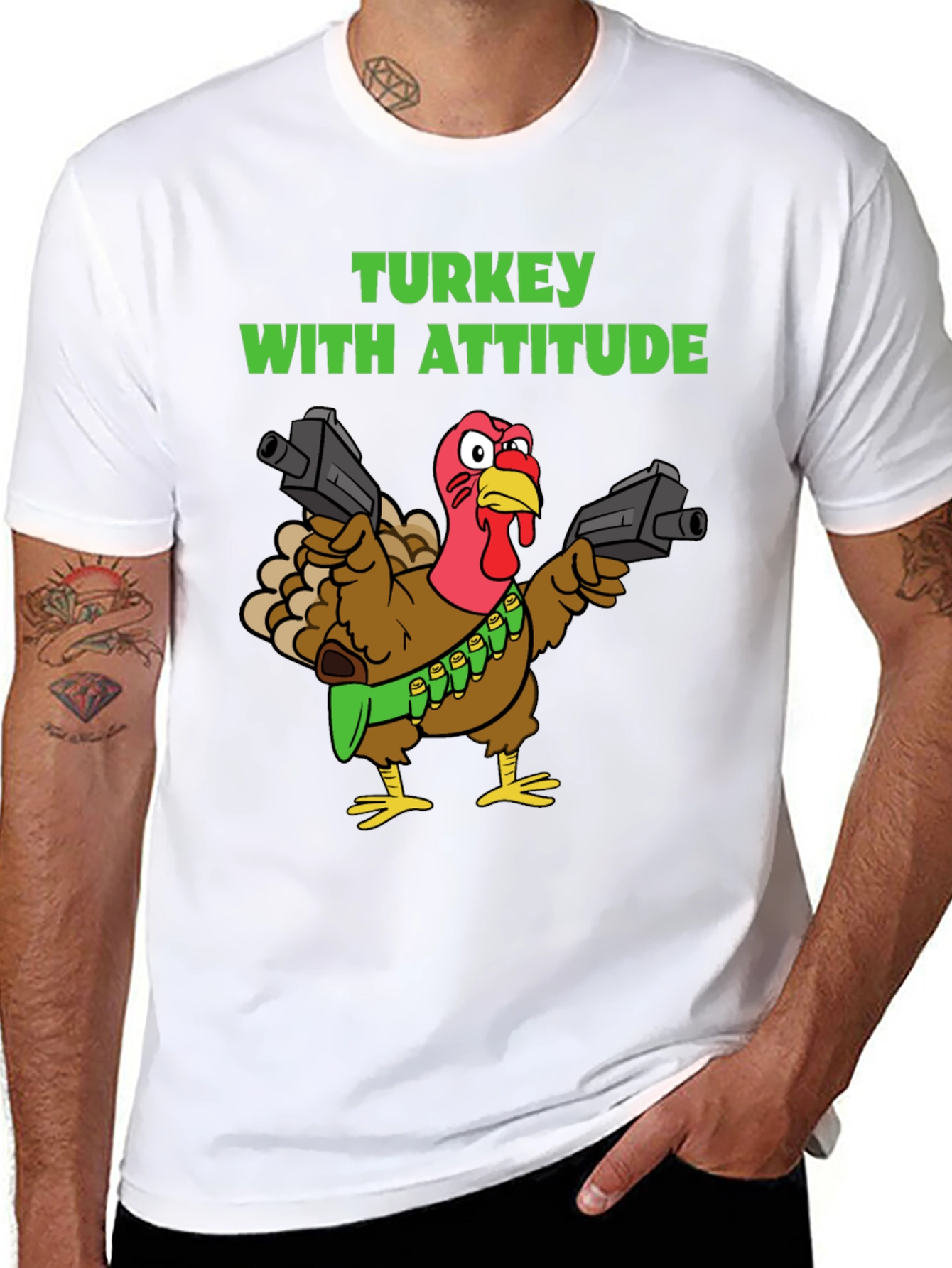 Black Turkey With Attitude Graphic T-Shirt view 8