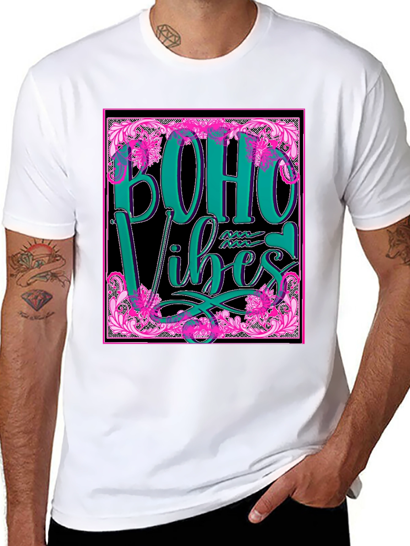 Black Boho Vibes Graphic Tee - Stylish & Trendy view 8