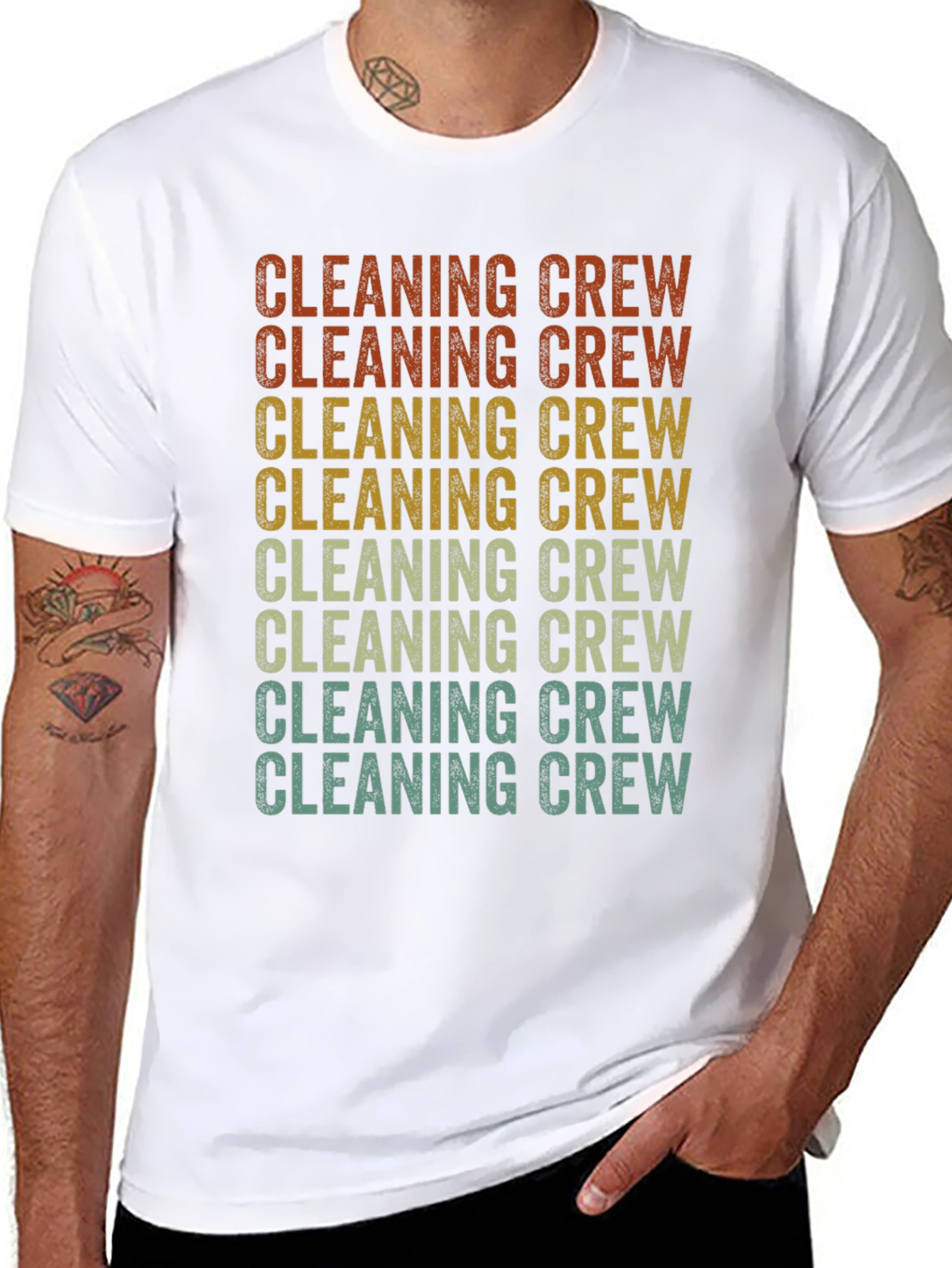 Black Cleaning Crew Retro Graphic T-Shirt view 8