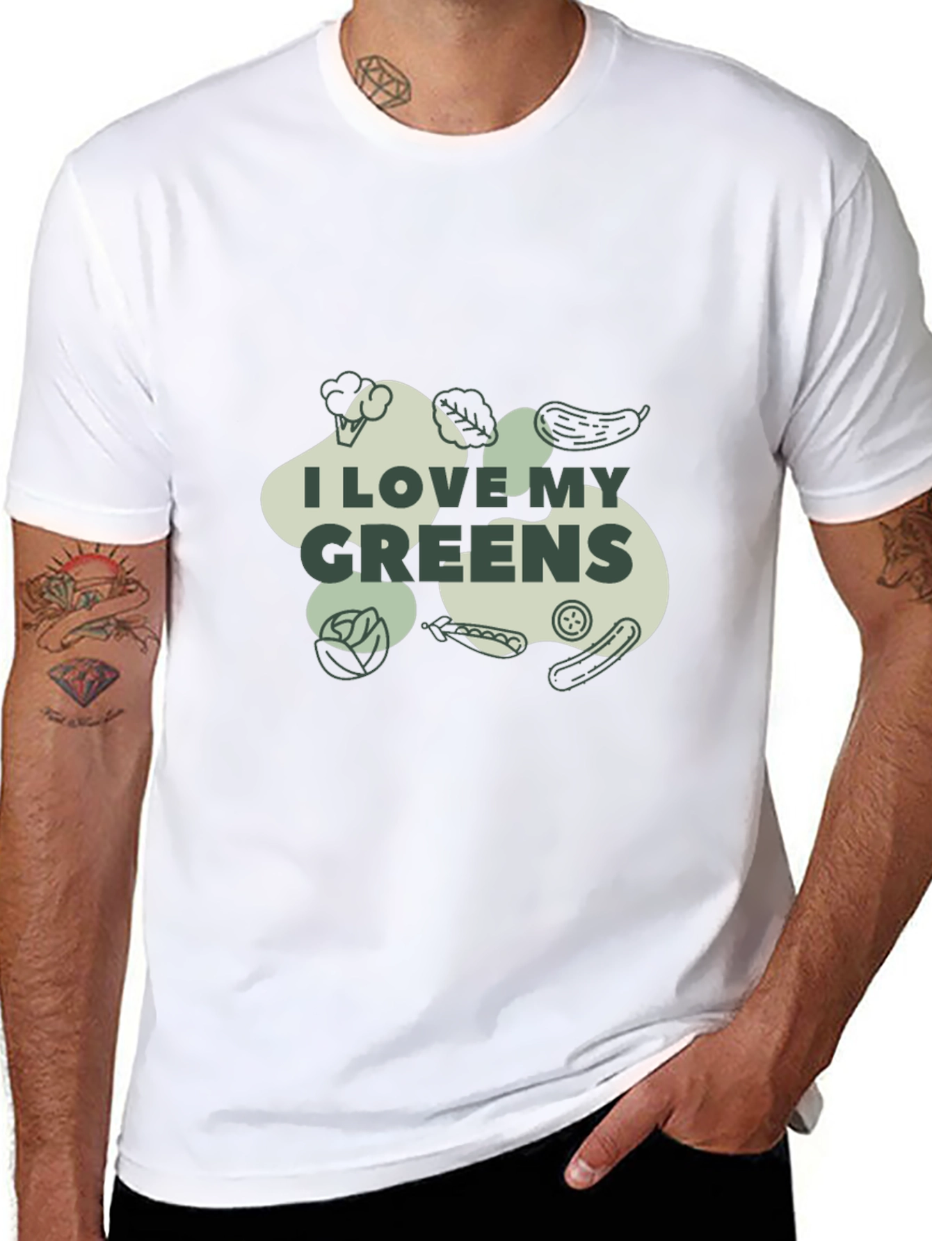 Black I Love My Greens Graphic Tee - Unisex Black T-Shirt view 8