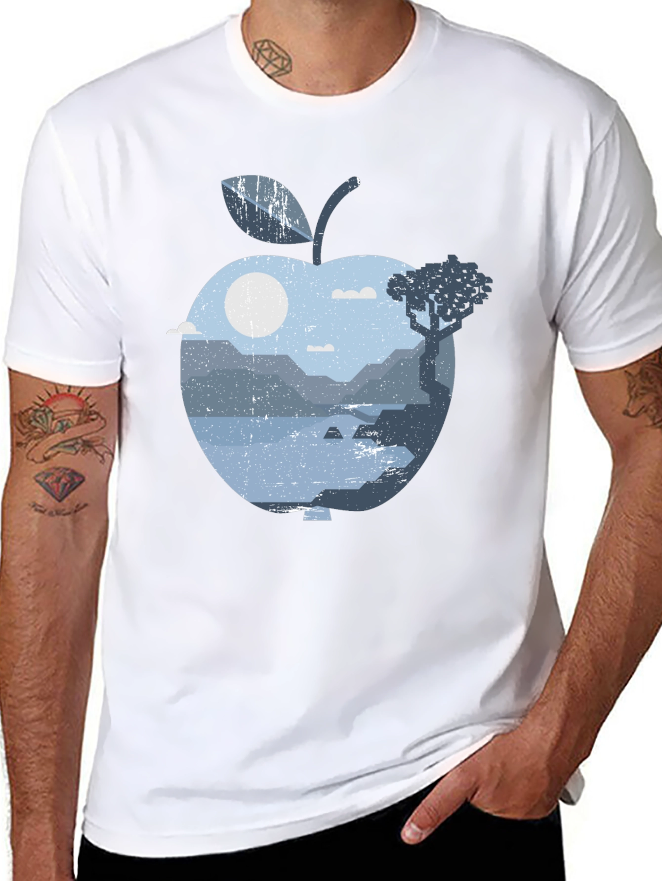 Nature Apple Graphic Tee - Black - 8