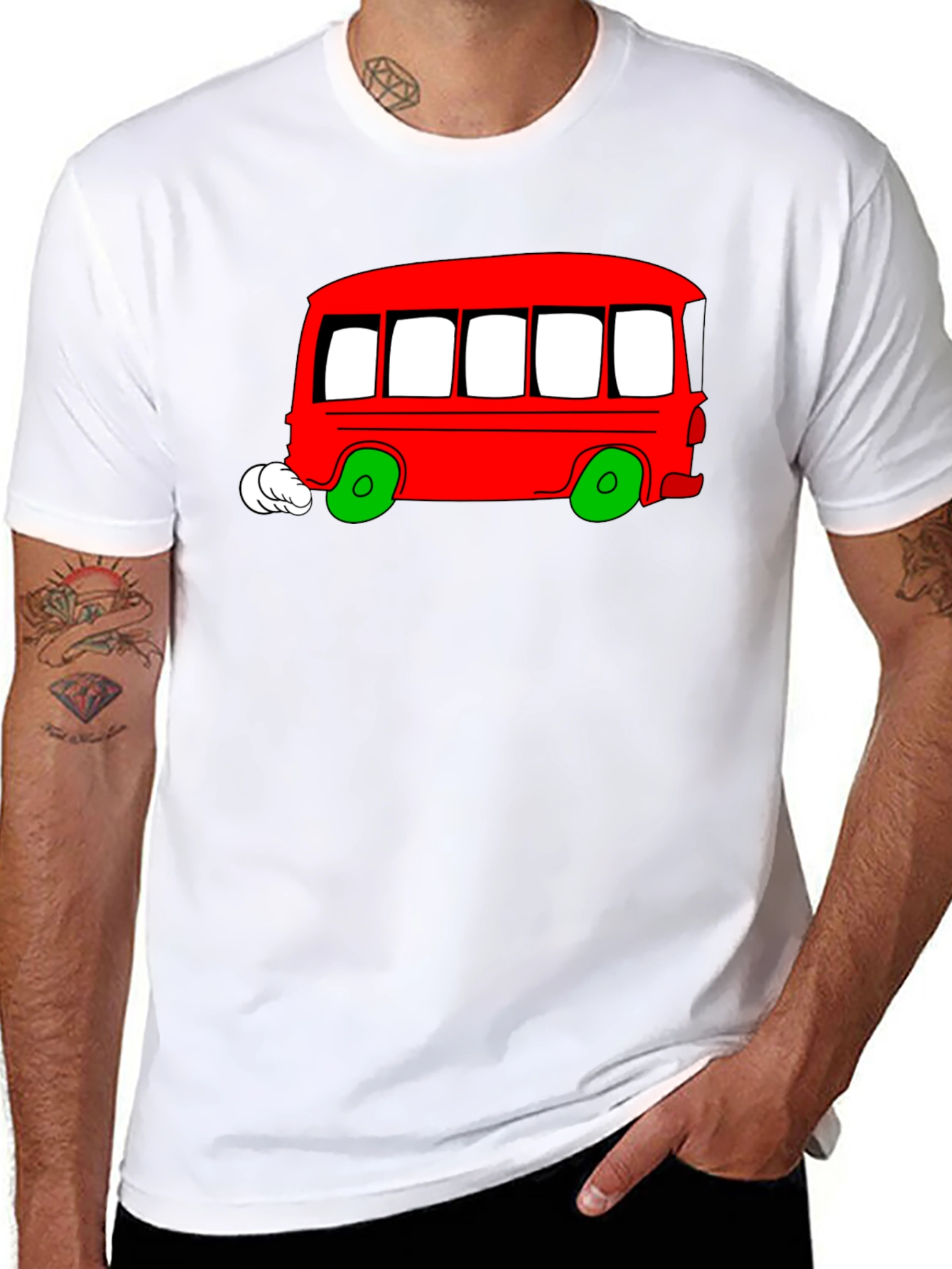 Black Cartoon Bus Graphic T-Shirt view 8