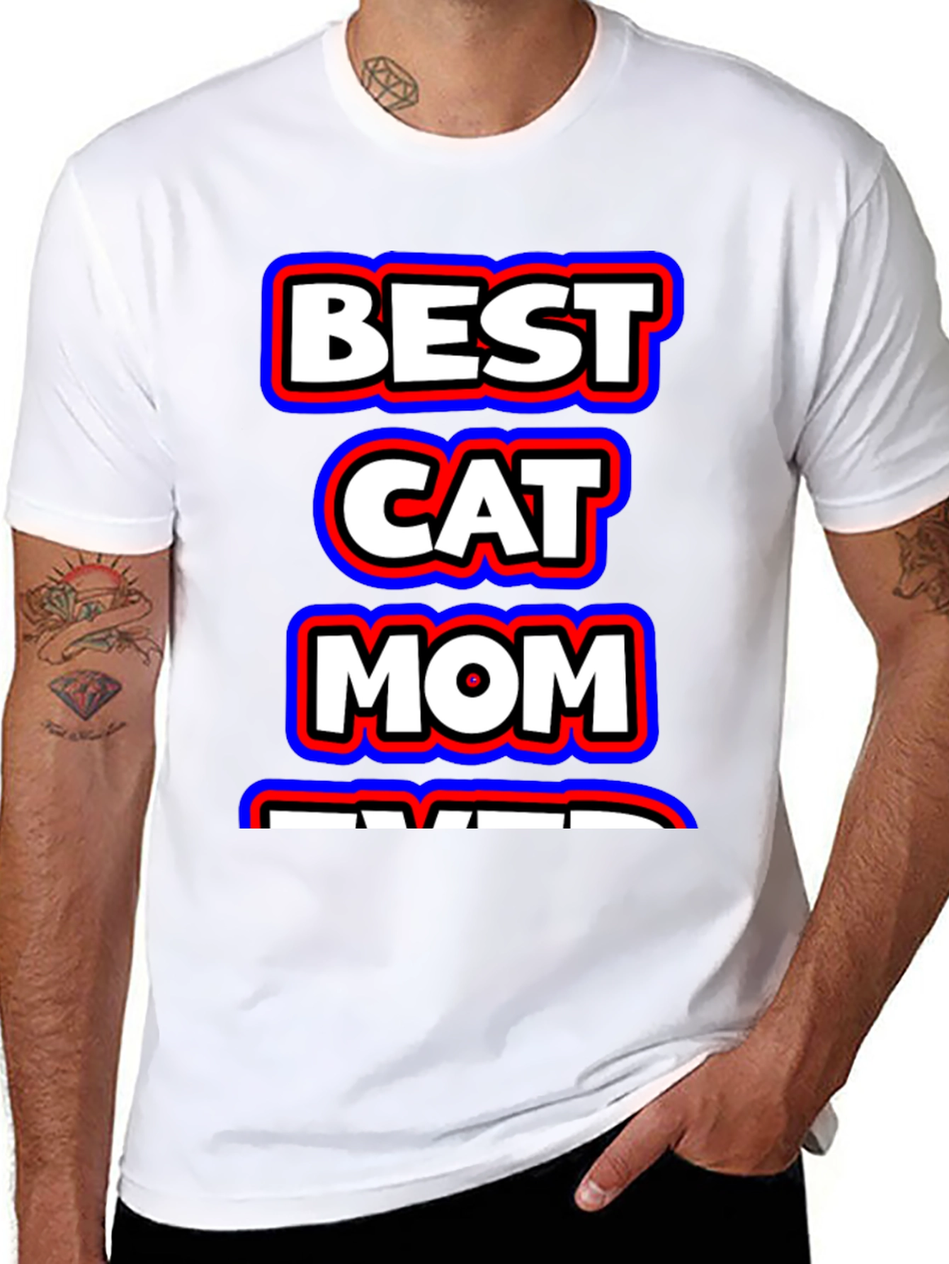 Black Best Cat Mom Ever Black Graphic T-Shirt view 8