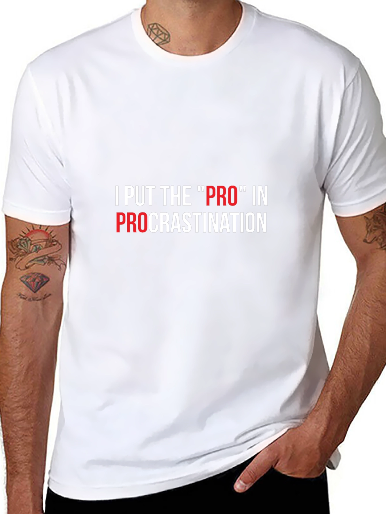 Black Procrastination Humor T-Shirt: "PRO" in Procrastination view 8