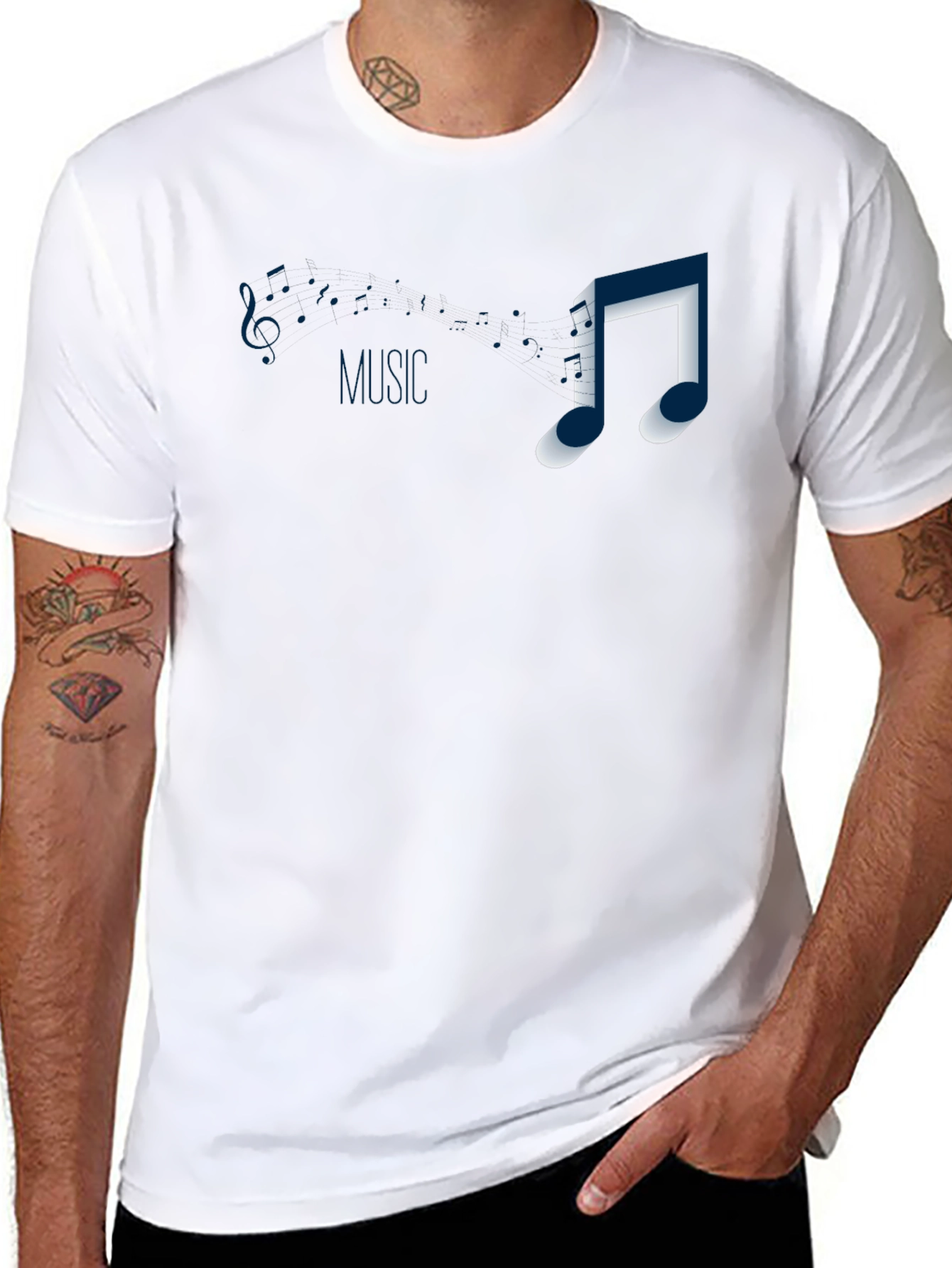 Black Music Note Graphic T-Shirt - Casual Style view 8