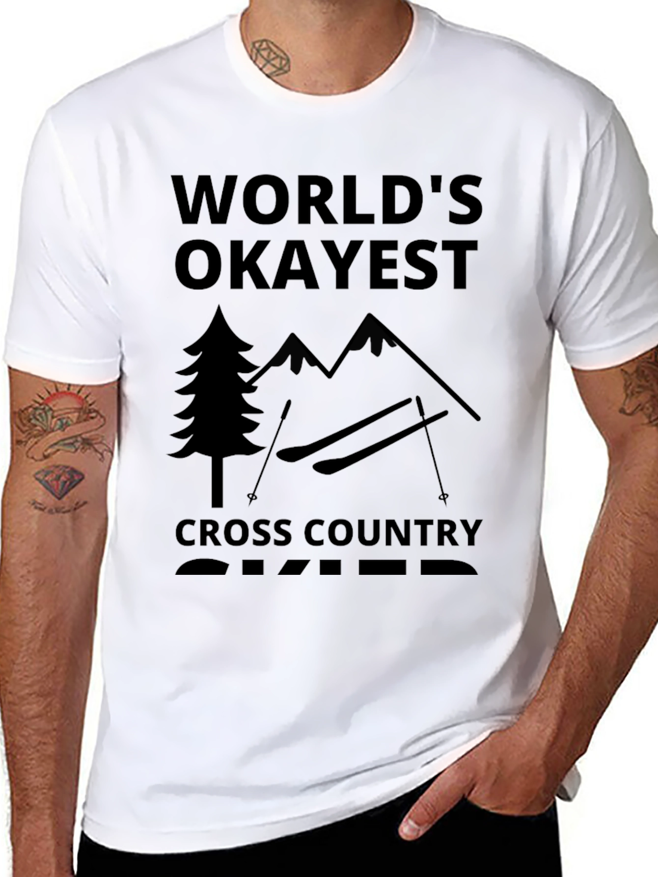 Black World's Okayest Cross Country Skier Black T-Shirt view 8