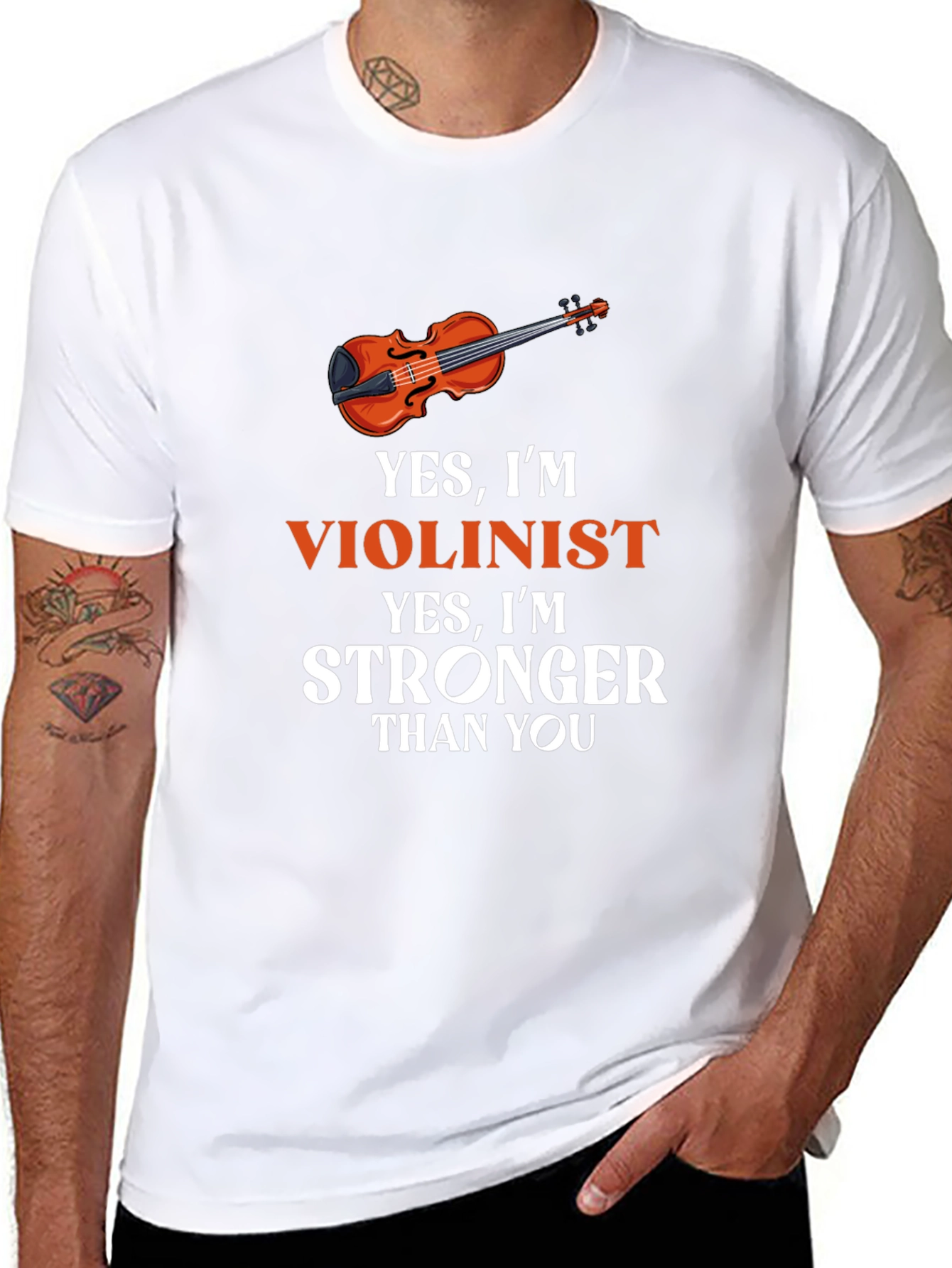 Black Violinist T-Shirt: Yes, I'm Stronger Than You! view 8