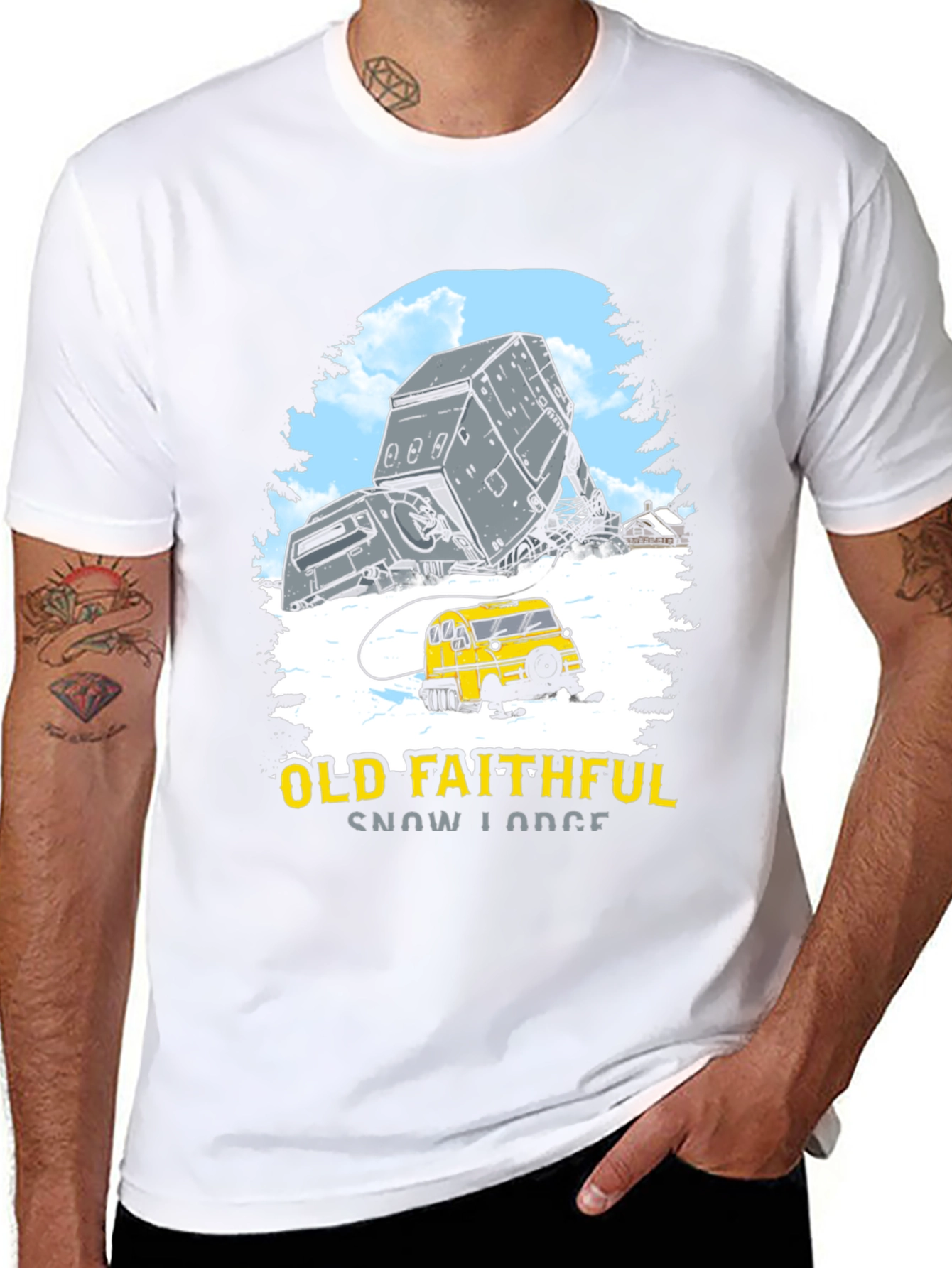 Black Old Faithful Snow Lodge Graphic Tee view 8