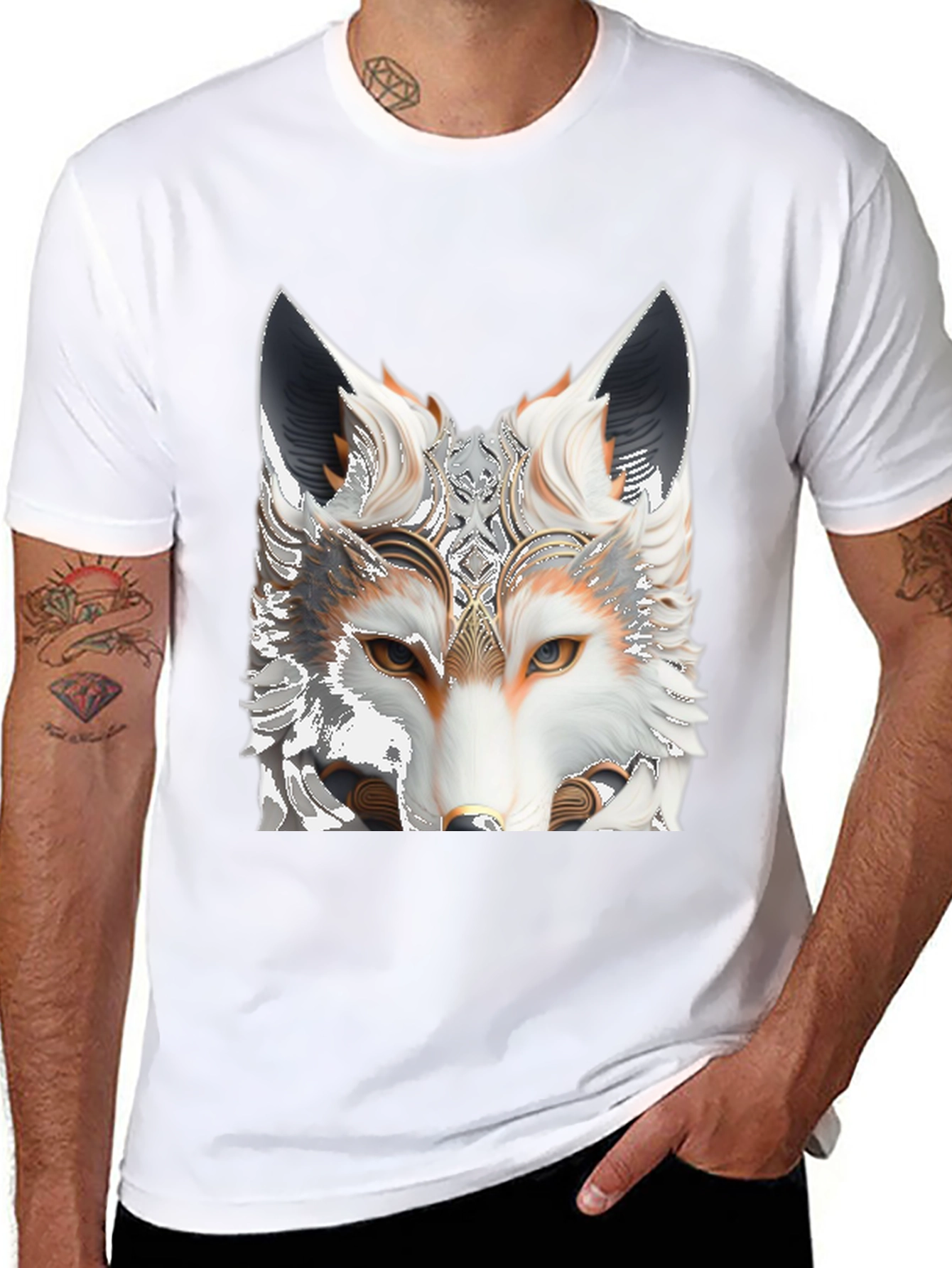 Black Fox Head Graphic Tee view 8
