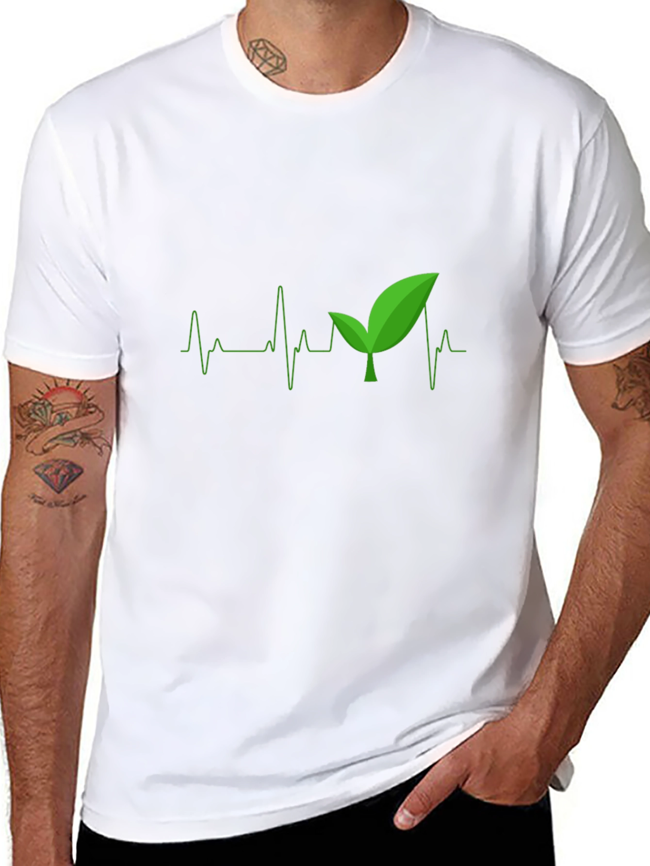 Black Nature Heartbeat T-Shirt - Eco Friendly Tee view 8
