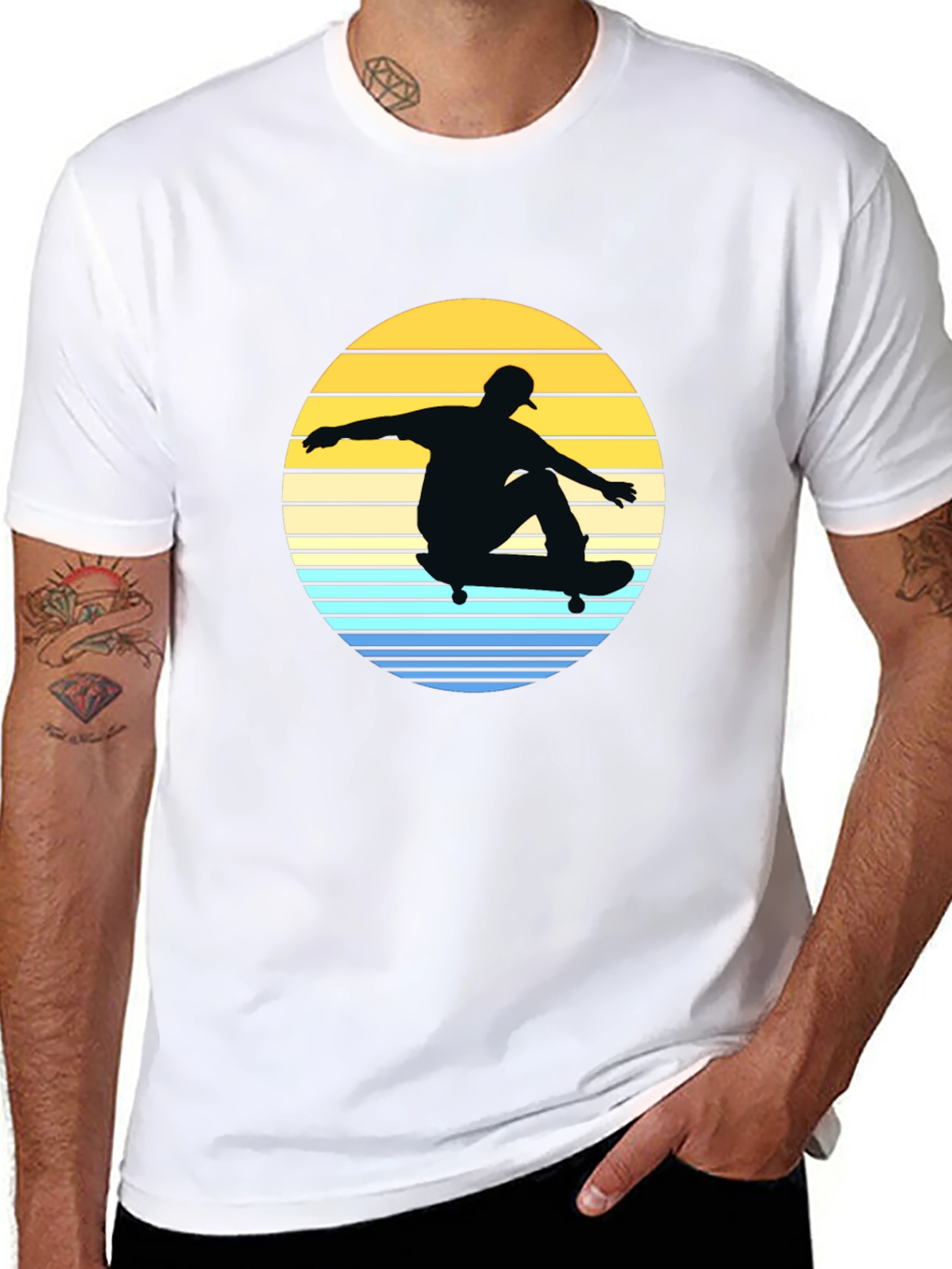 Black Skateboard Sunset Graphic Tee view 8
