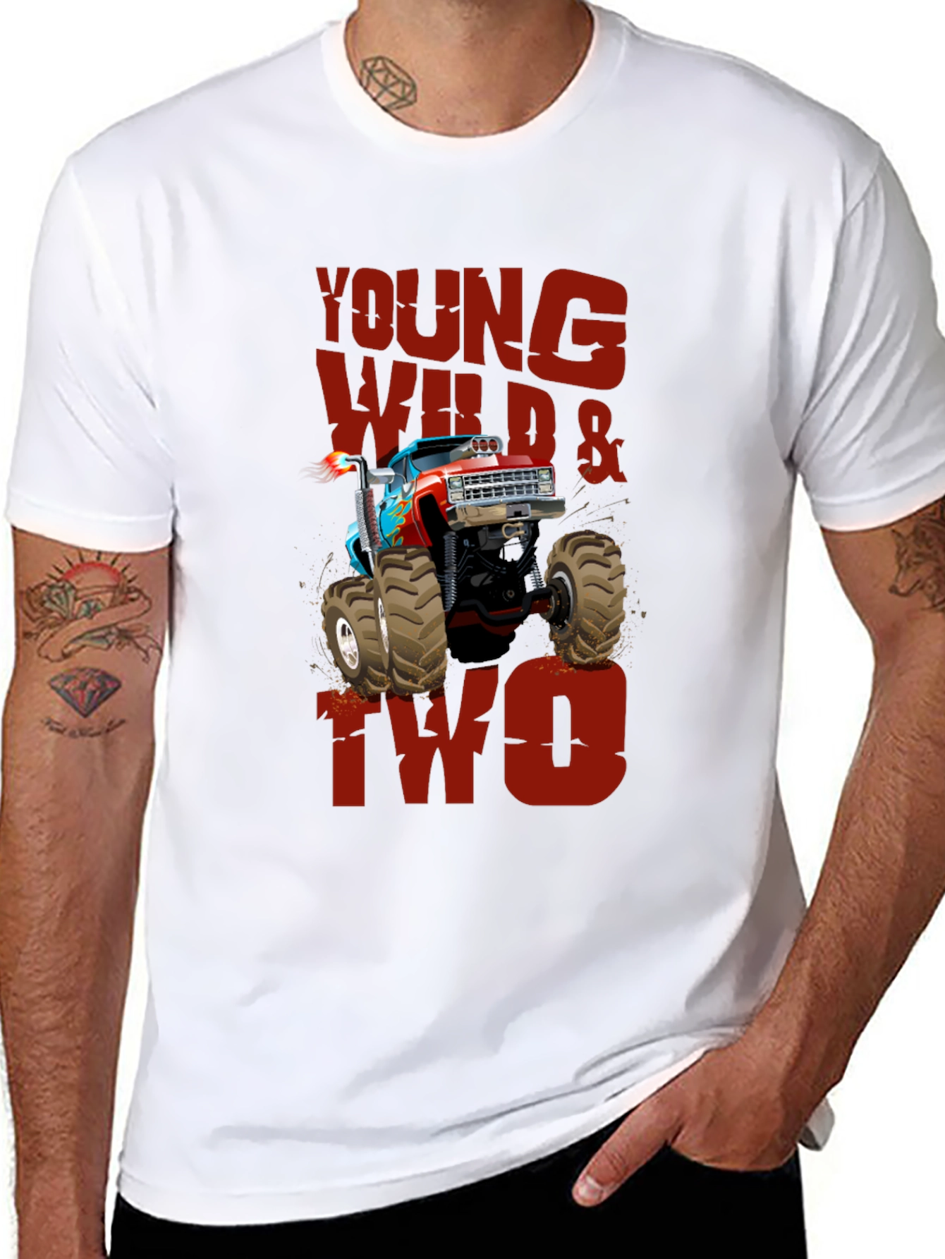 Black Young Wild & Two Monster Truck Tee view 8