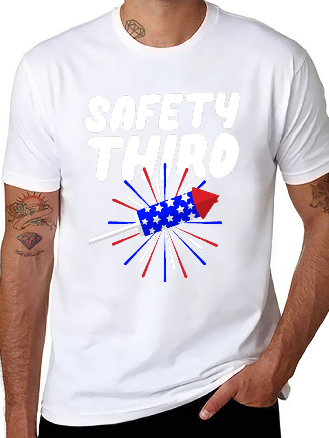 Black Safety Third T-Shirt Patriotic Rocket Tee view 8