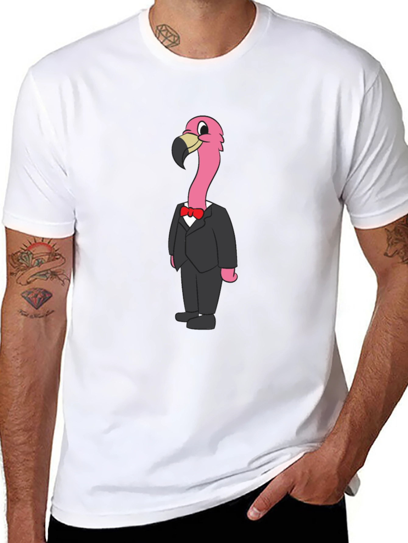Black Flamingo in a Suit Graphic T-Shirt view 8