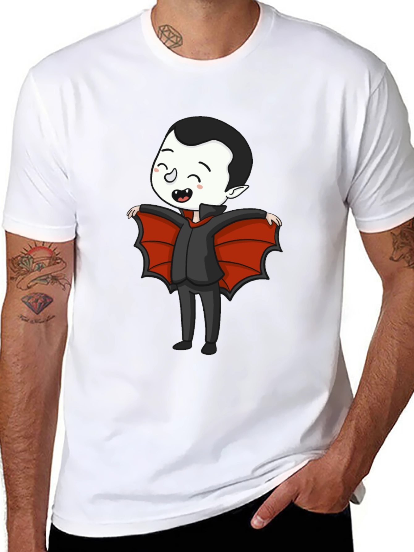 Black Cute Cartoon Vampire T-Shirt view 8
