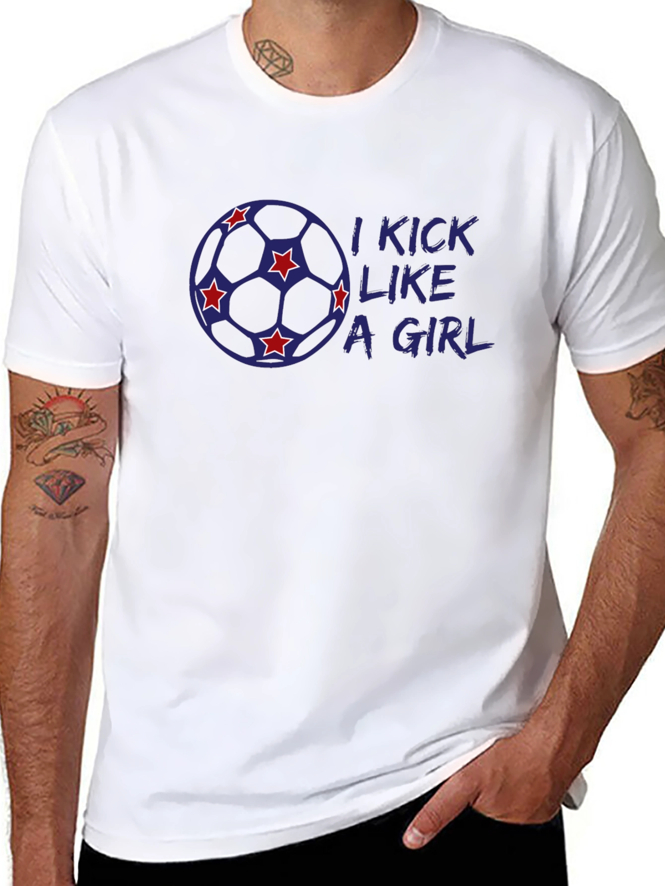 Black I Kick Like a Girl Soccer T-Shirt view 8