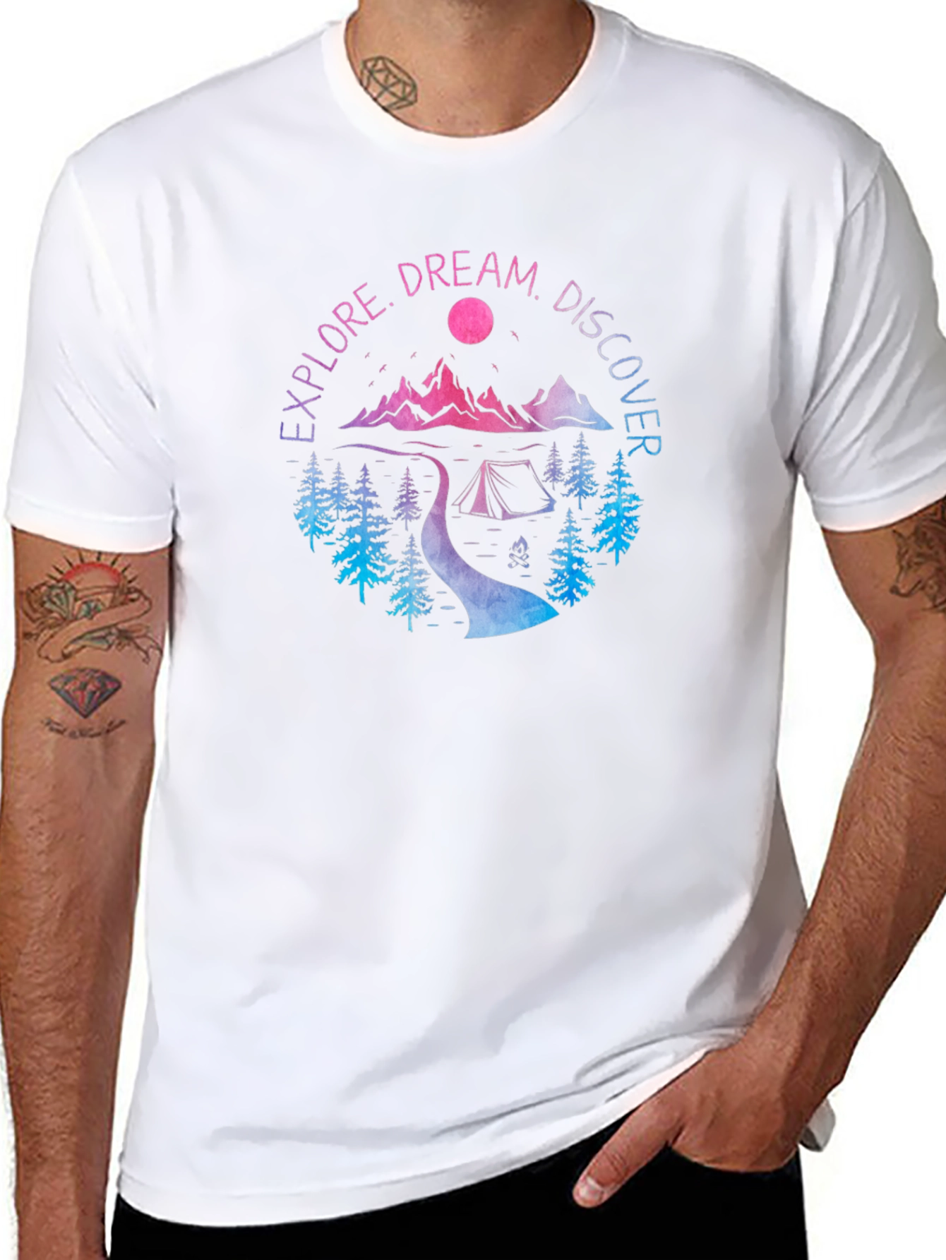 Black Explore Dream Discover Graphic Tee - Adventure Awaits! view 8