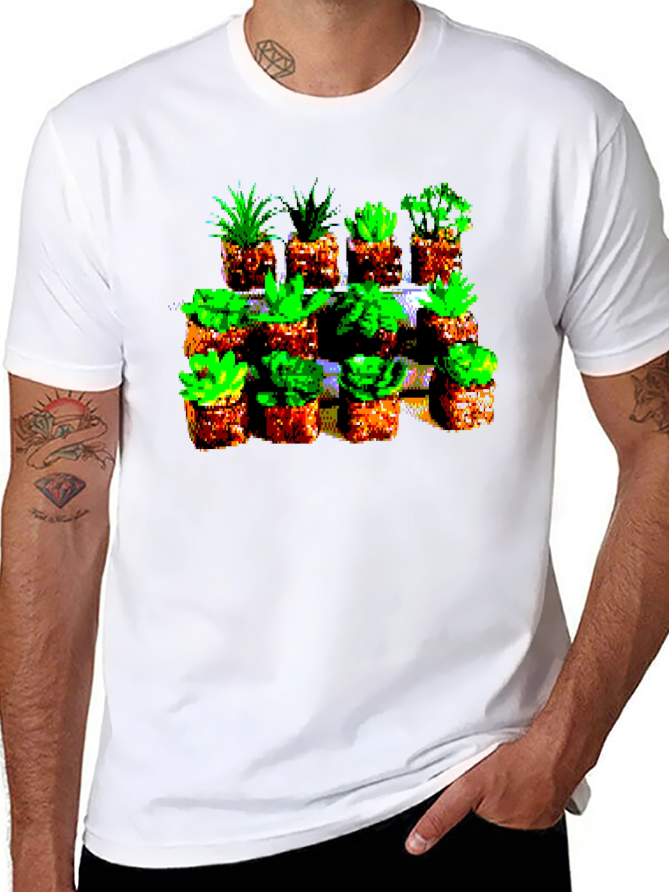 Black Pixelated Plant Lover Tee - Retro 8-Bit Style view 8