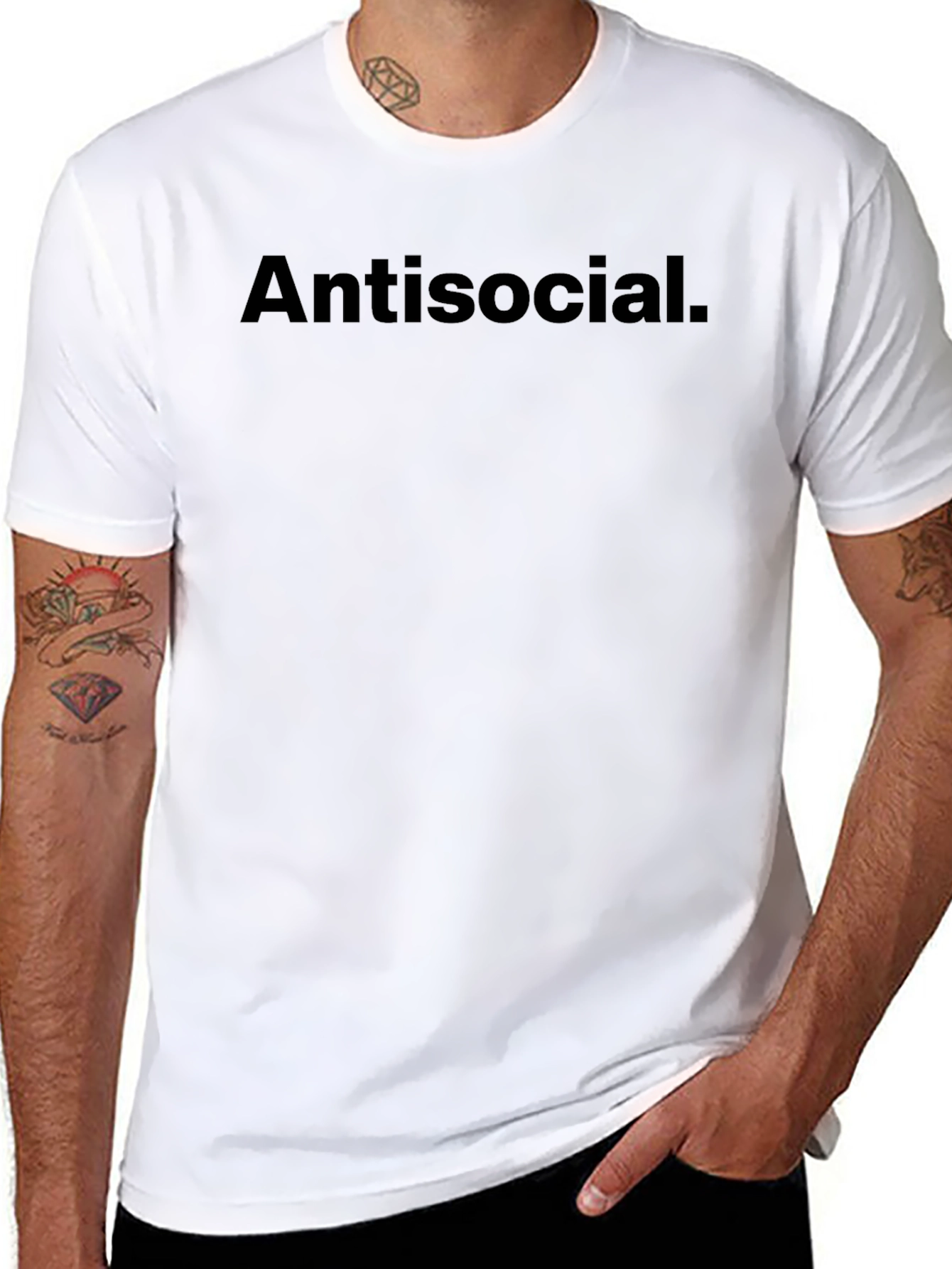 Black Antisocial Graphic Print T-Shirt - Men's Fashion view 8