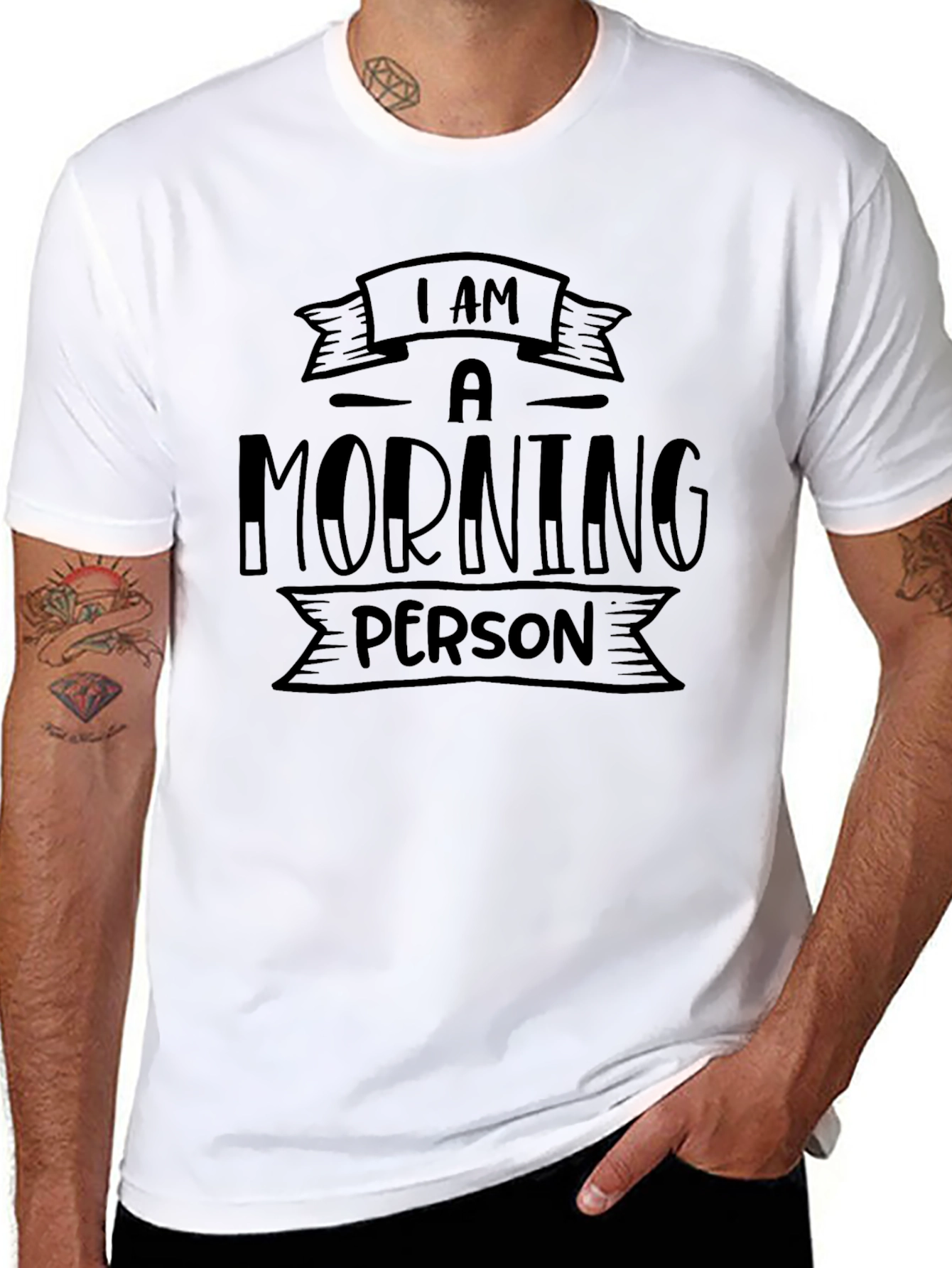 Black Morning Person Graphic Tee - Black Cotton Comfort view 8