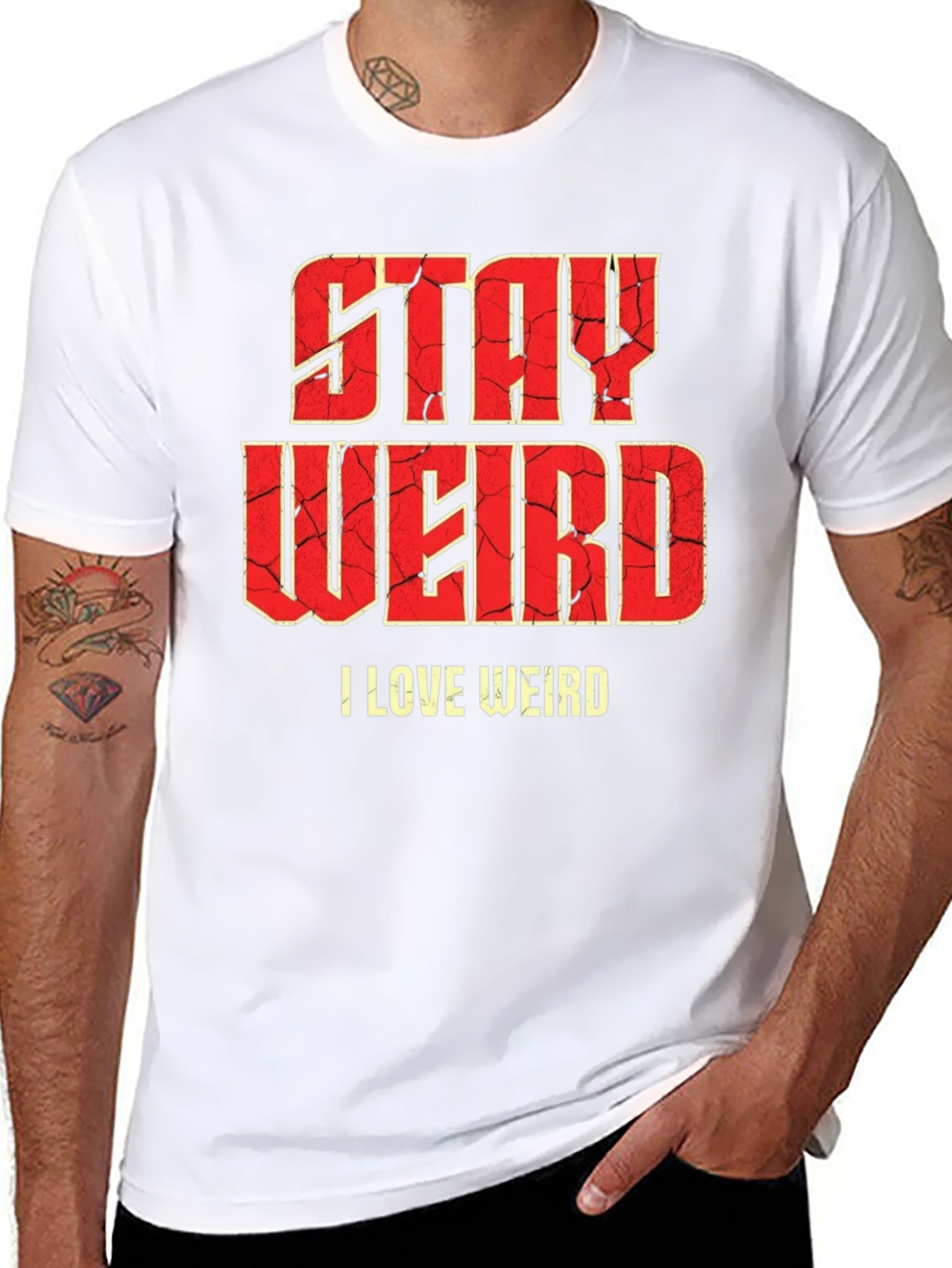 Black Stay Weird Graphic T-Shirt - Funny Slogan Tee view 8