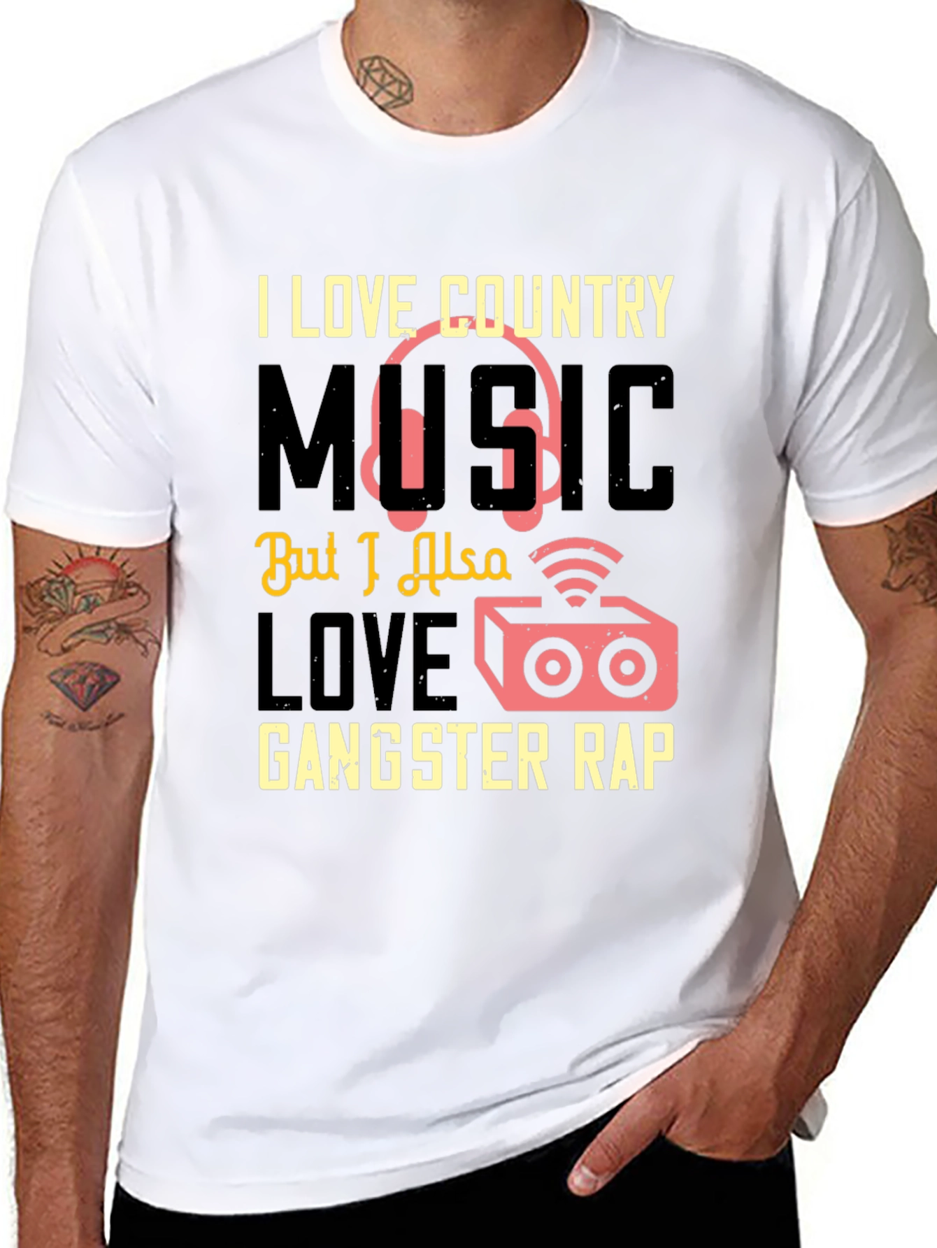 Black Country Music & Gangster Rap Graphic T-Shirt view 8