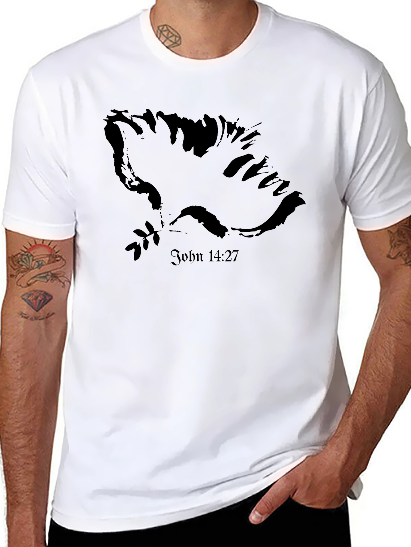 Black Dove of Peace T-Shirt - John 14:27 view 8