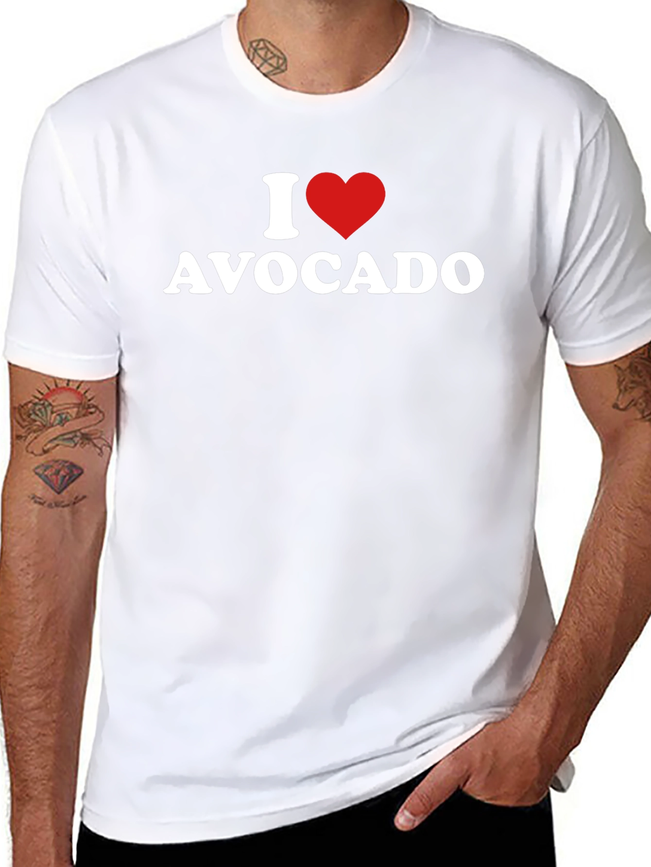 Black I Heart Avocado T-Shirt - Unisex Black Tee view 8
