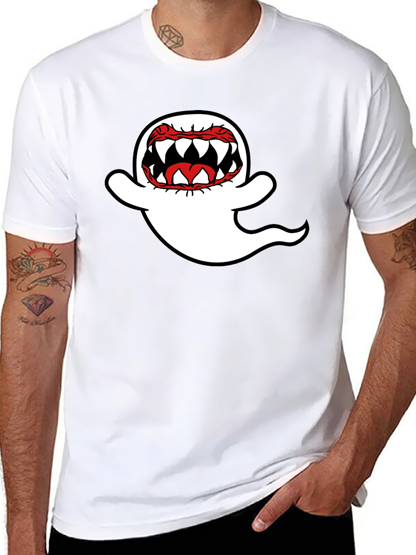 Black Ghost Graphic Black T-Shirt view 8