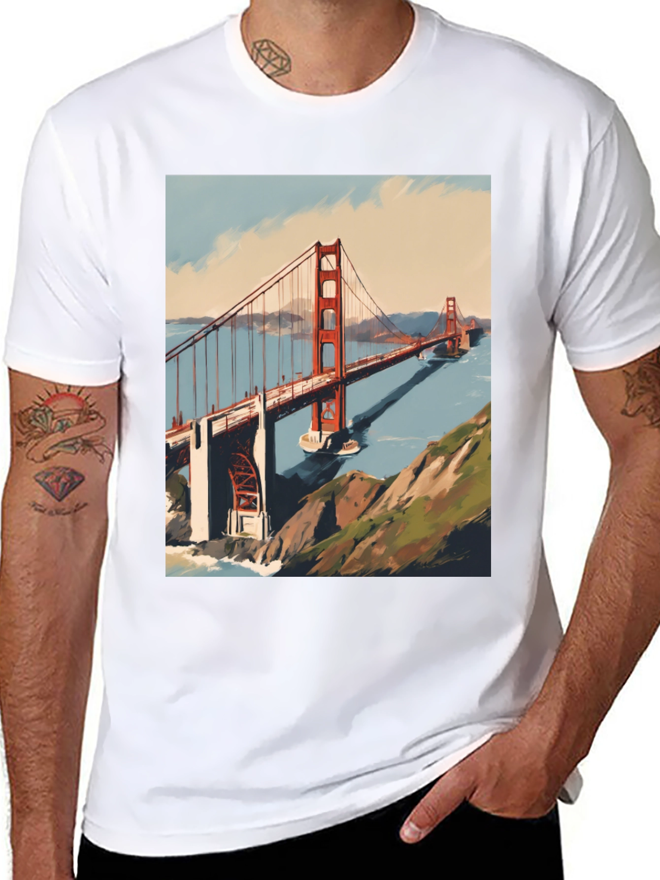 Black Golden Gate Bridge Graphic Tee view 8