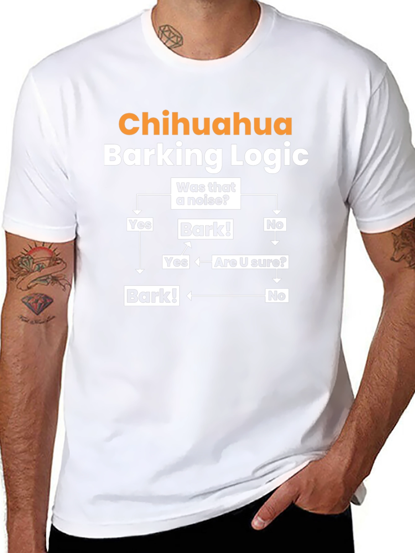 Black Chihuahua Barking Logic Graphic T-Shirt view 8