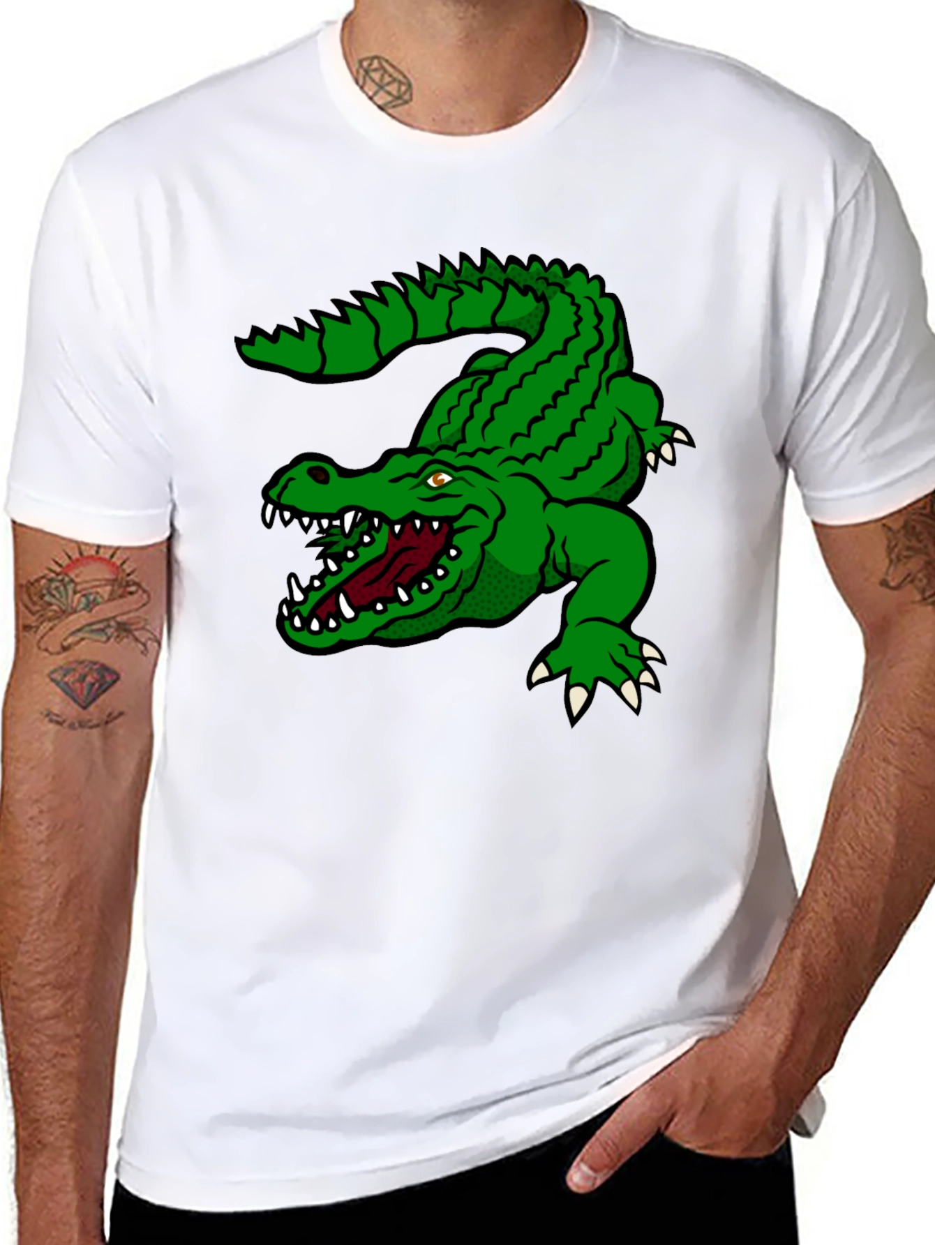 Black Green Alligator Graphic T-Shirt - Bold Style view 8