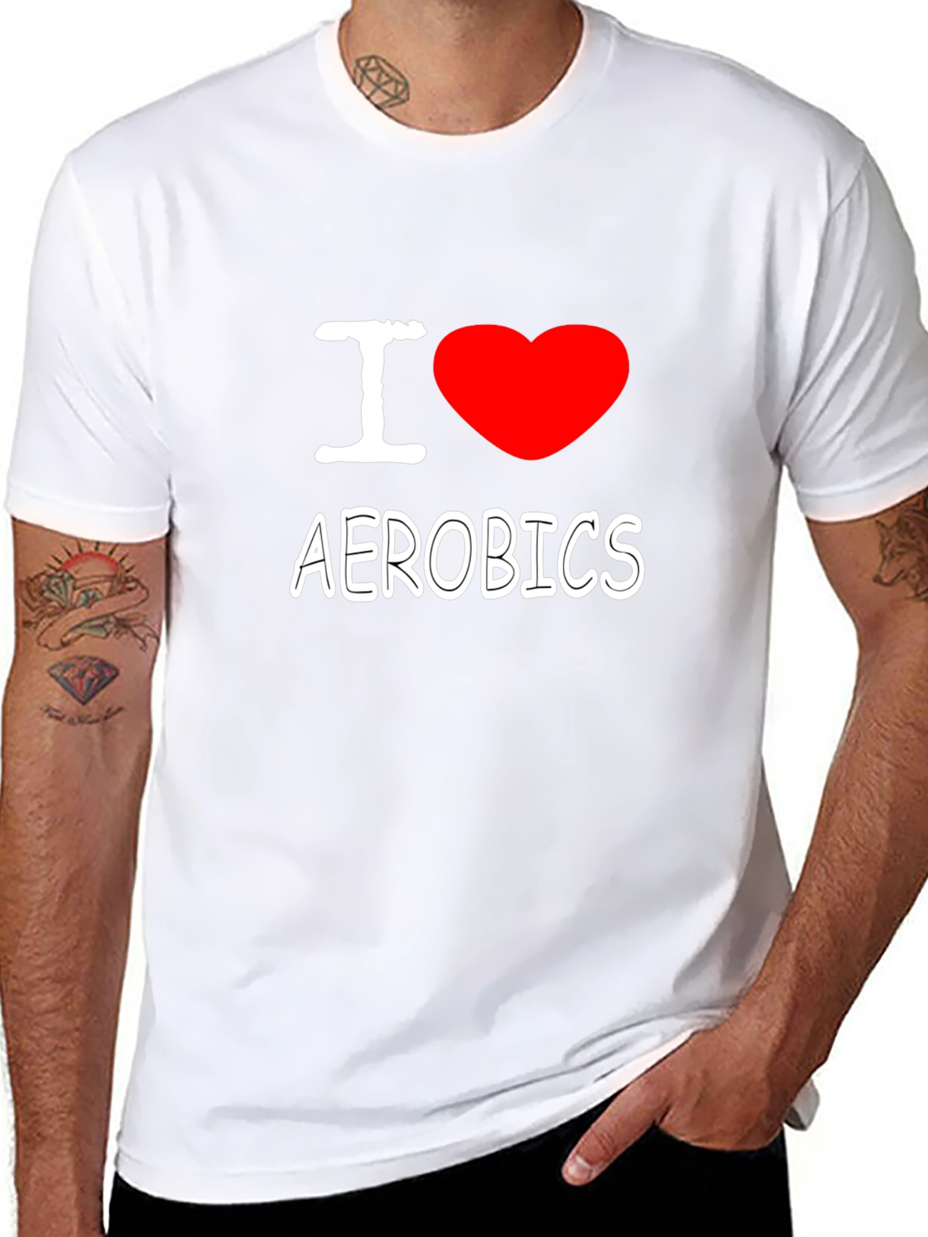 Black I Heart Aerobics Black Cotton Tee view 8