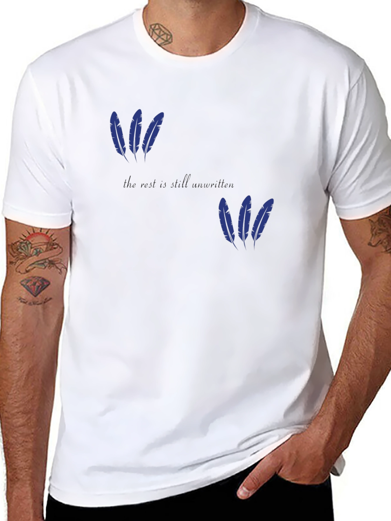 Black Feather Graphic T-Shirt - "The Rest is Still Unwritten" view 8