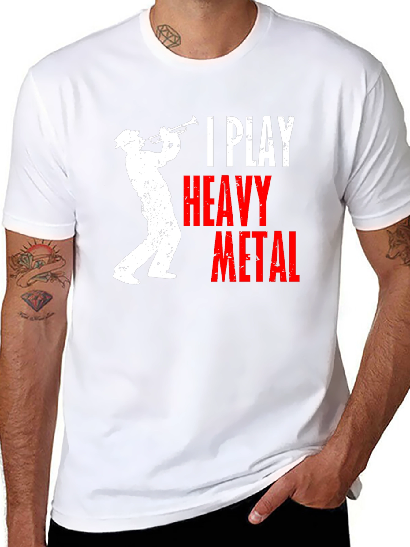 Black I Play Heavy Metal T-Shirt - Musician Humor Tee view 8