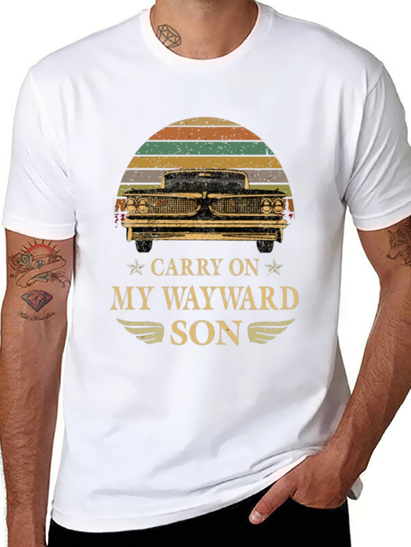 Black Carry On My Wayward Son Graphic Tee view 8