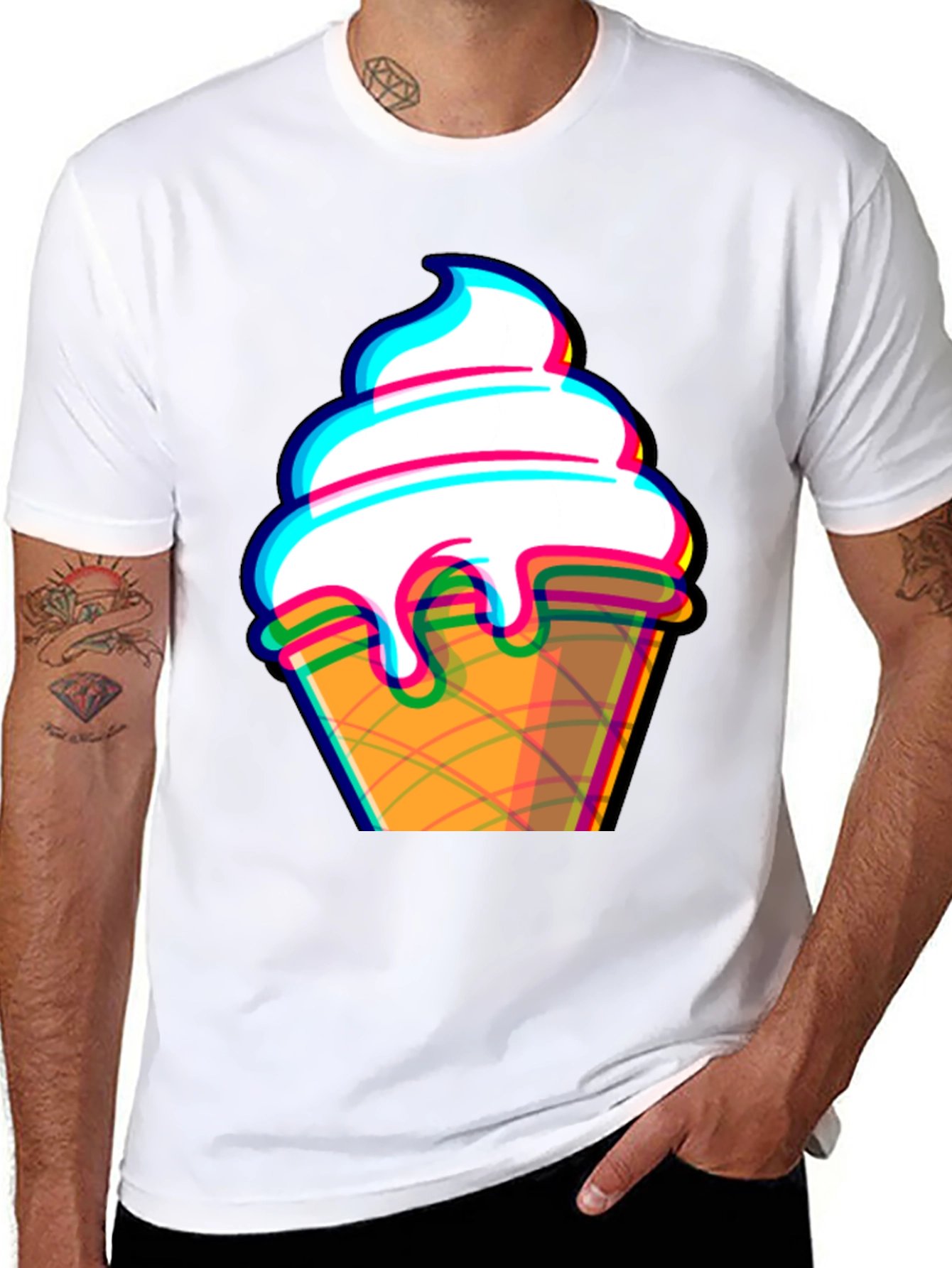 Black Ice Cream Cone Graphic Tee - Black Cotton T-Shirt view 8
