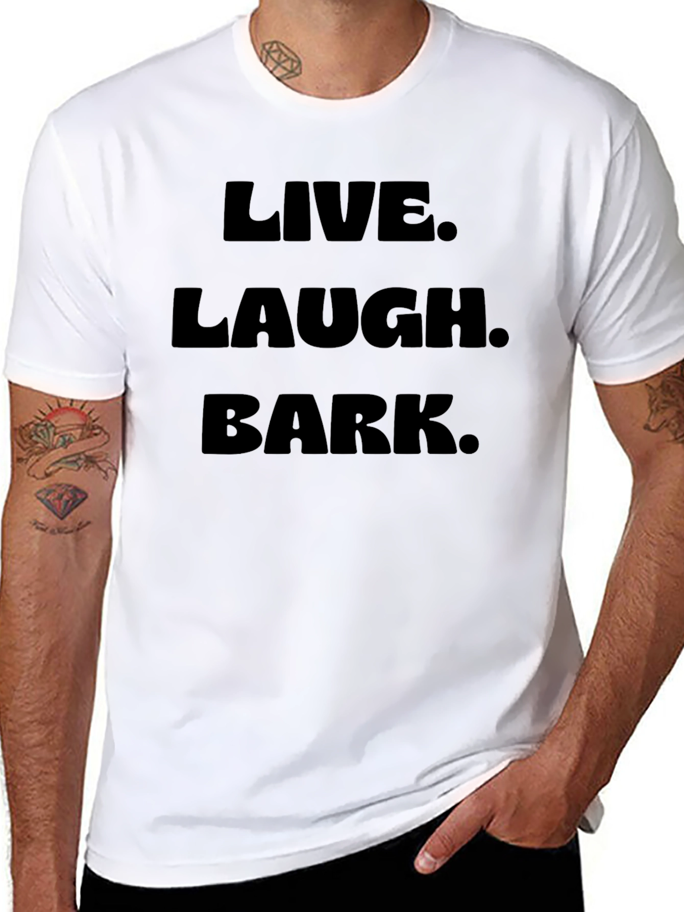 Black Live Laugh Bark Black T-Shirt view 8