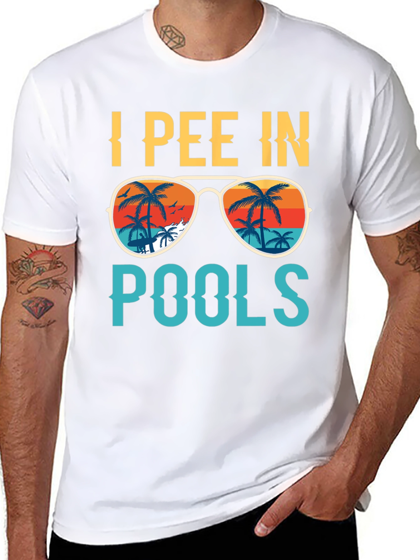Black I Pee In Pools T-Shirt - Funny Summer Tee view 8