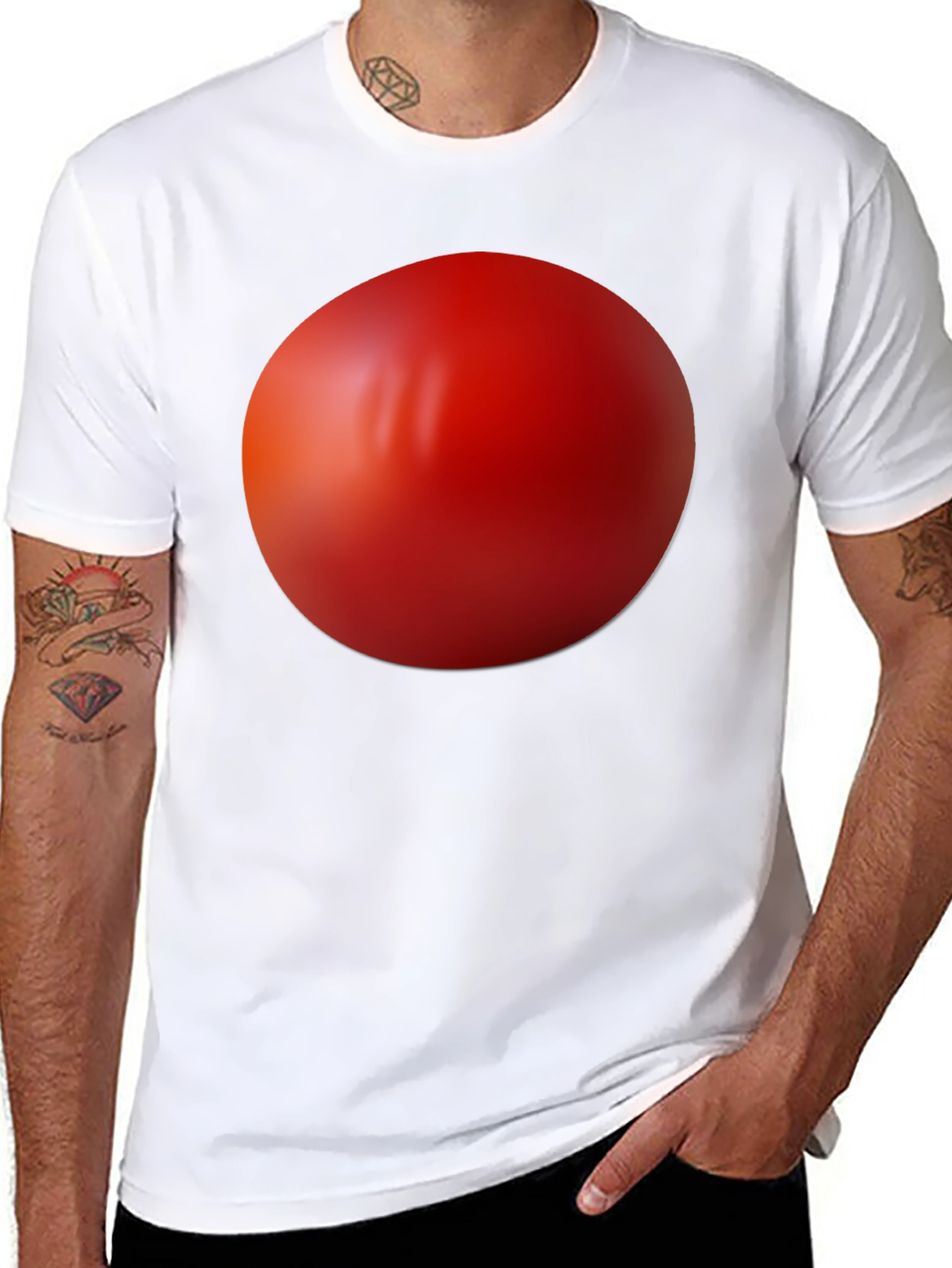 Black Red Sphere Graphic Black T-Shirt view 8