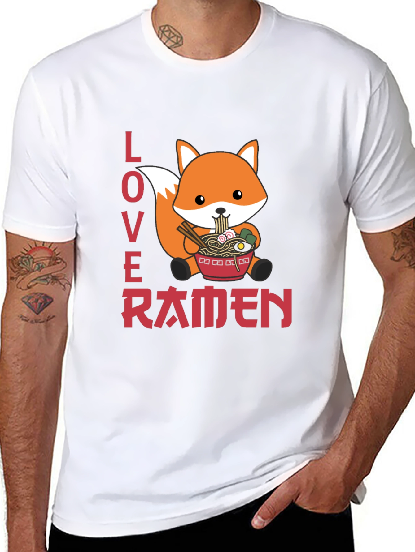 Black Fox Ramen Lover Graphic T-Shirt view 8