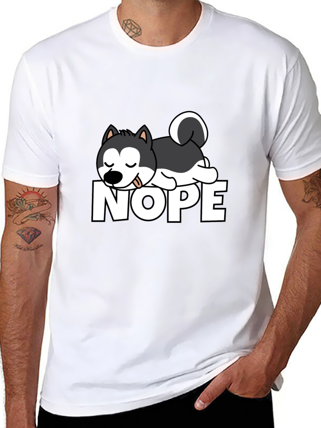 Black Nope Husky T-Shirt - Relaxed Fit view 8