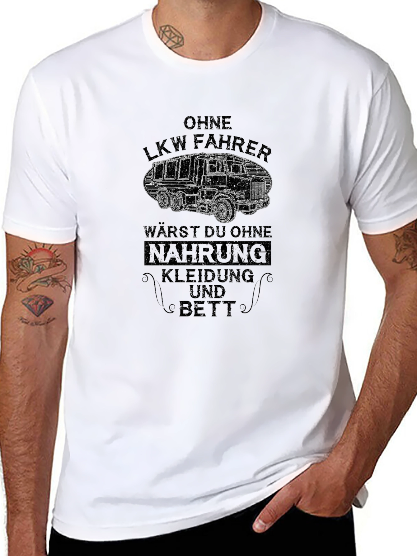 Black Truck Driver T-Shirt - Ohne LKW Fahrer Design view 8