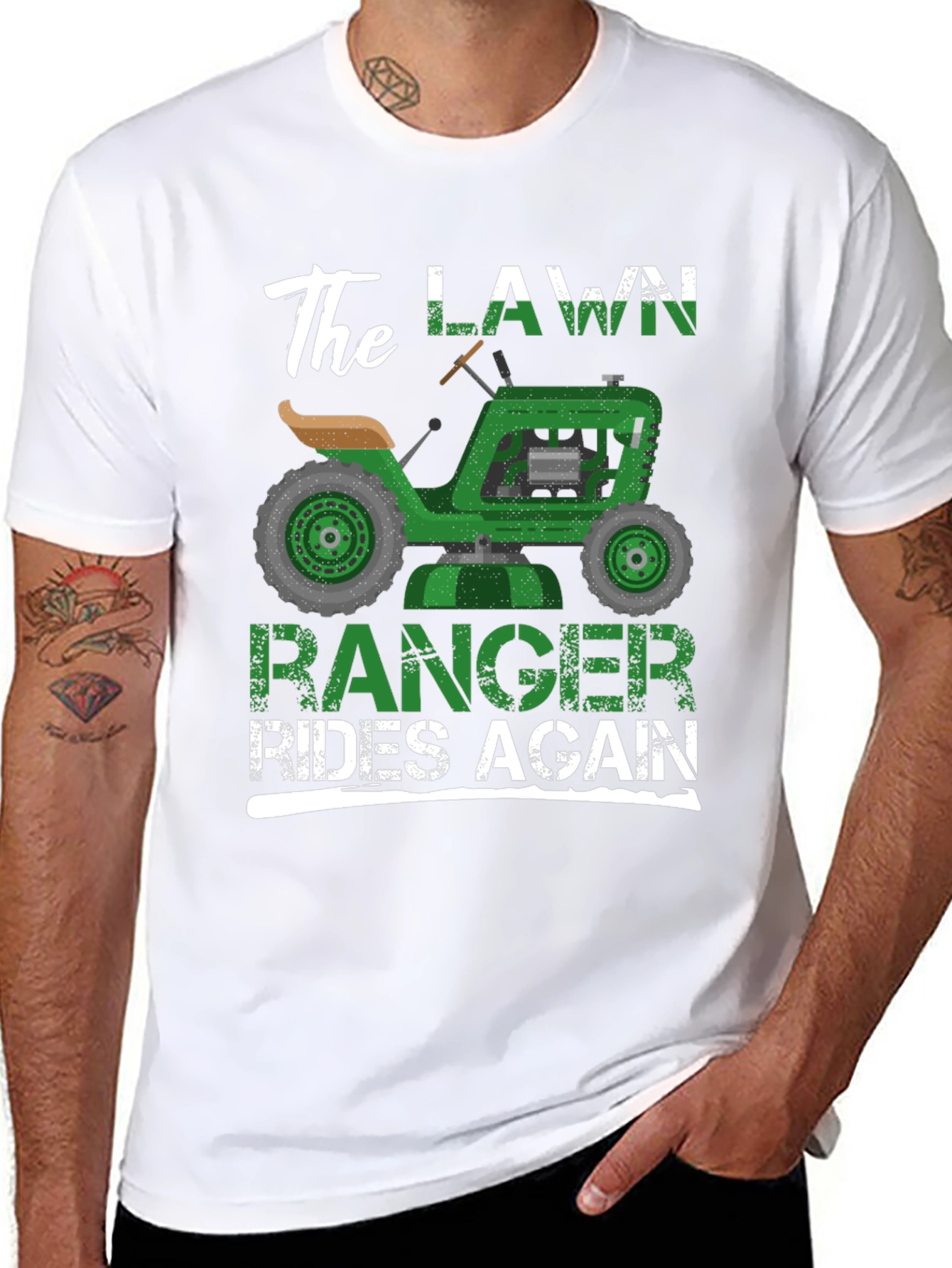 Black The Lawn Ranger Rides Again - Funny T-Shirt view 8