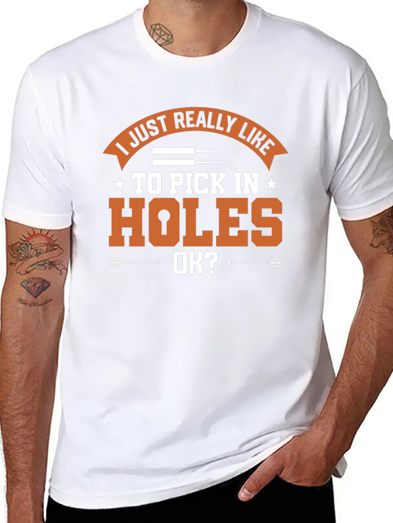 Black I Just Really Like to Pick in Holes T-Shirt view 8