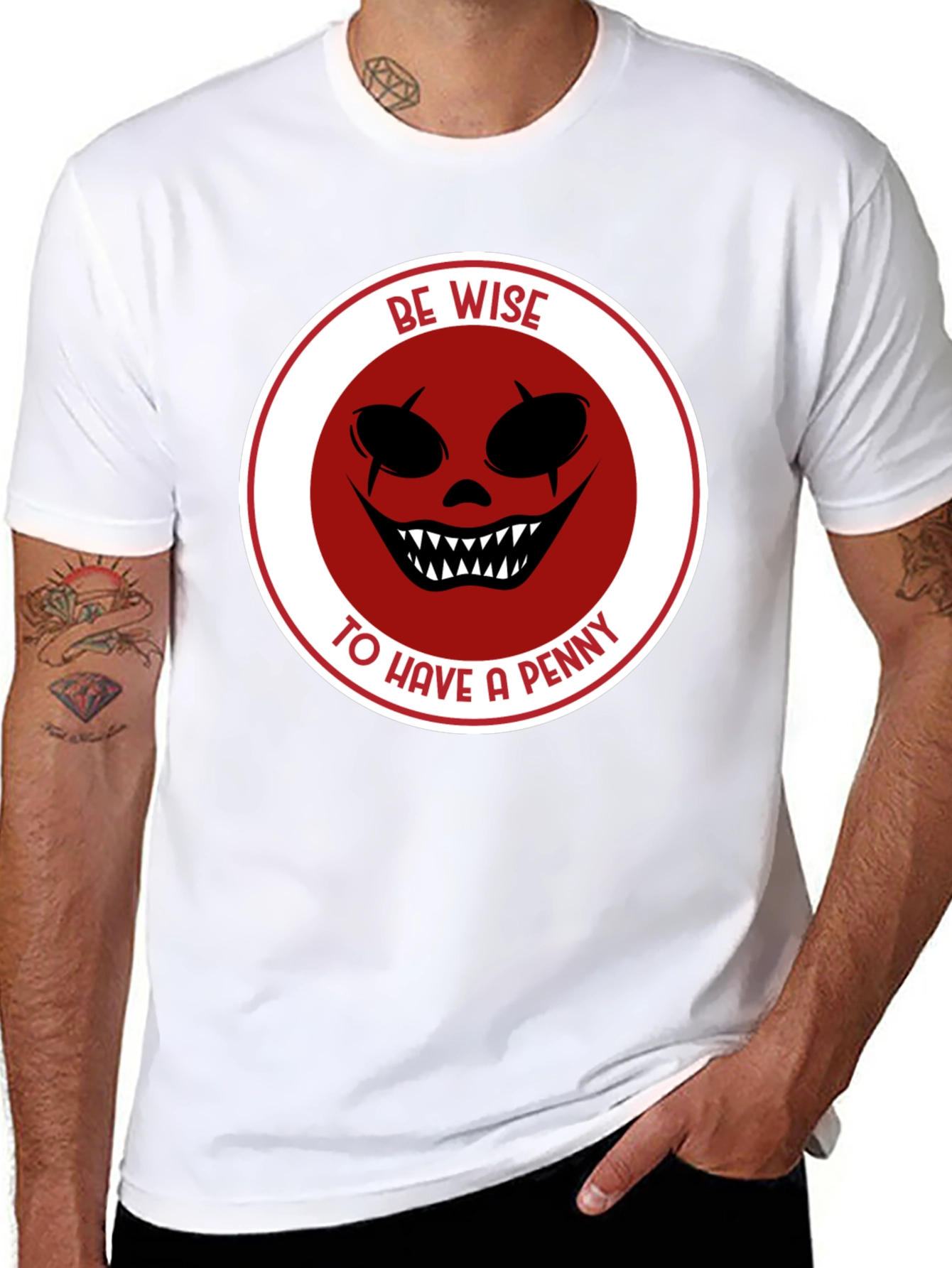 Black Be Wise Scary Clown Graphic Black T-Shirt view 8