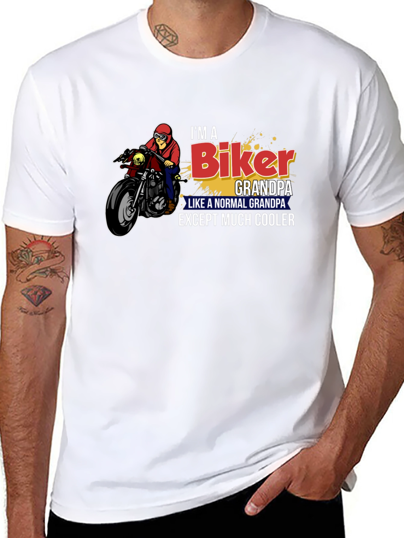 Black Biker Grandpa Graphic T-Shirt view 8