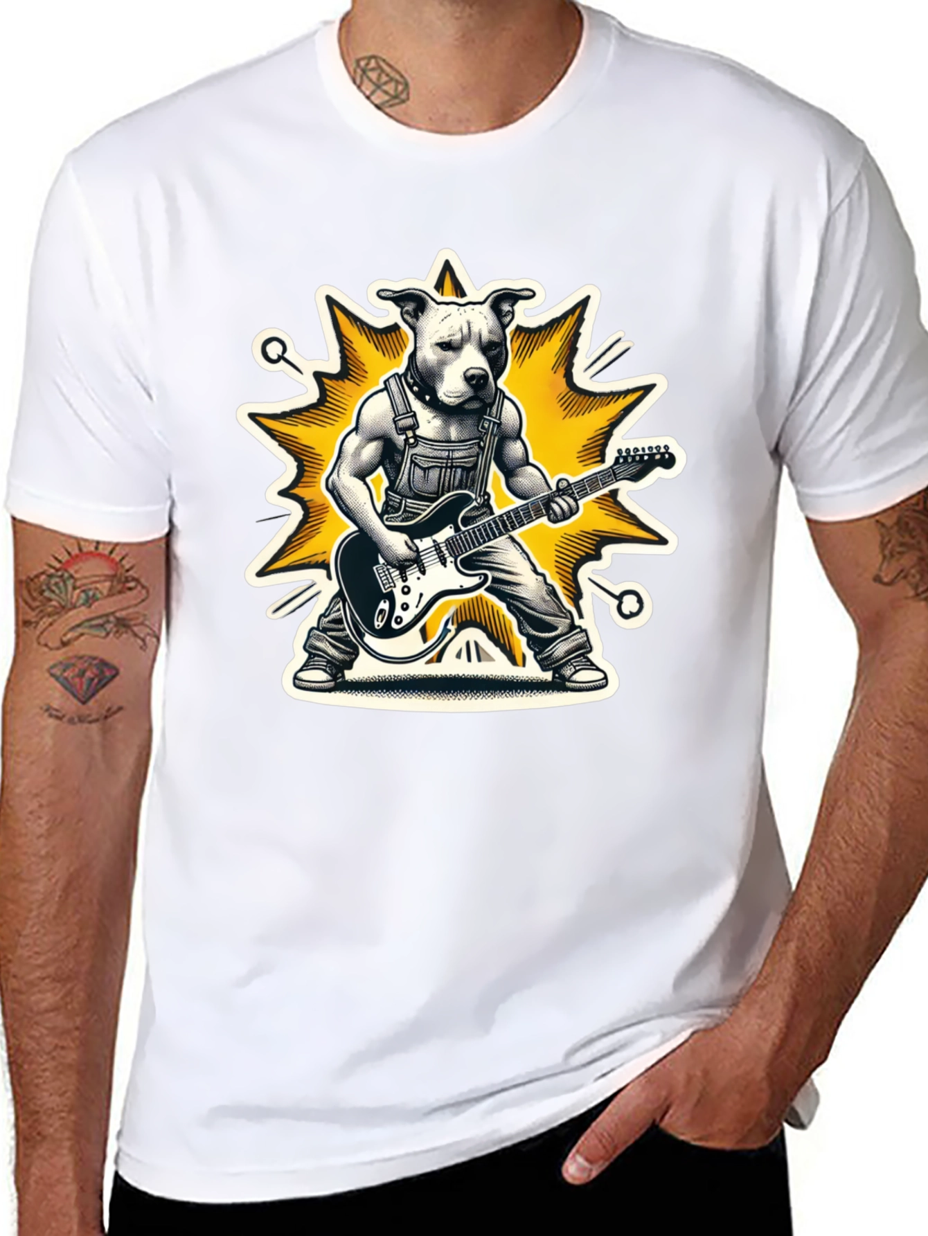 Black Dog Guitarist Graphic Tee - Rock On! view 8