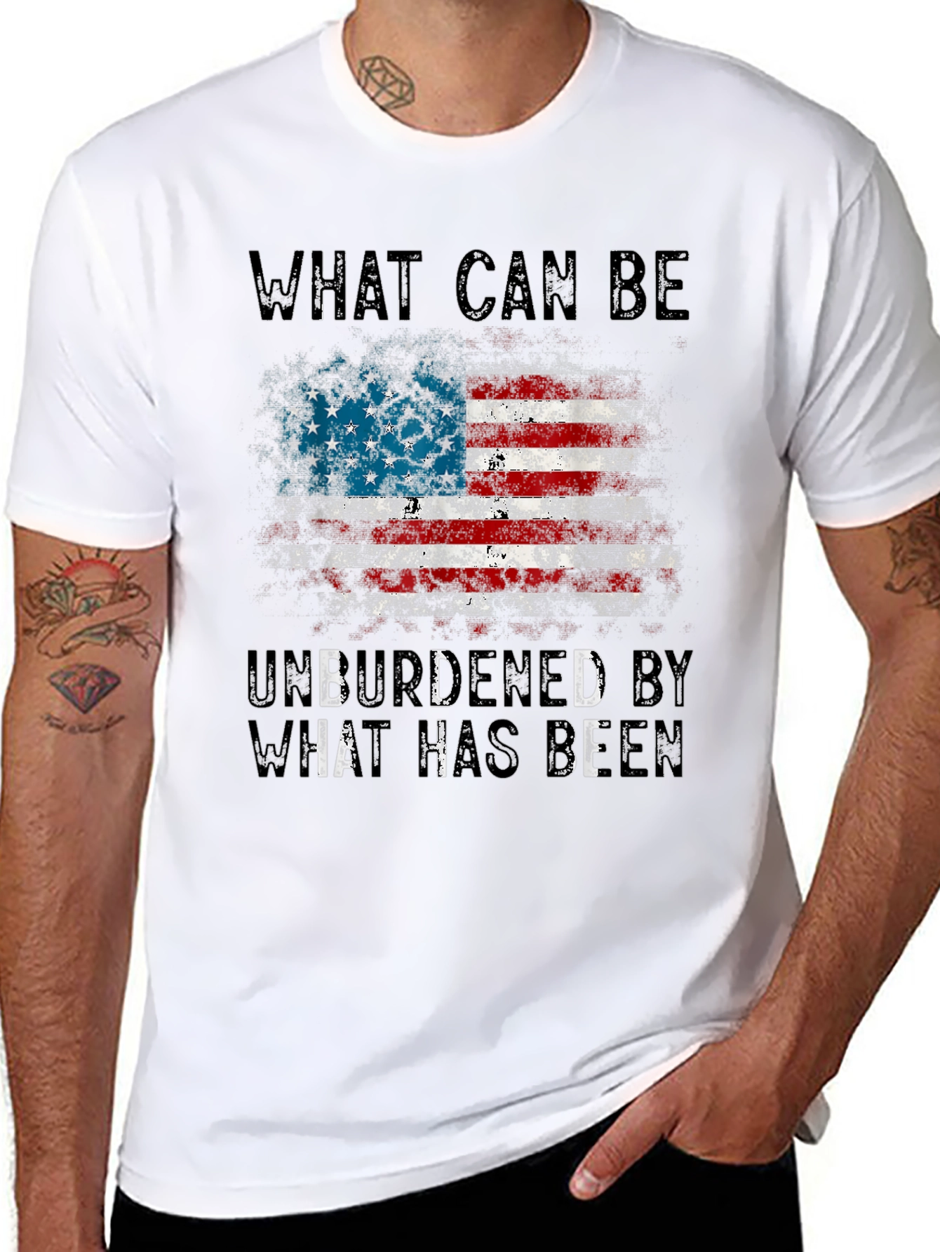 Black Patriotic T-Shirt - "What Can Be" American Flag Graphic view 8